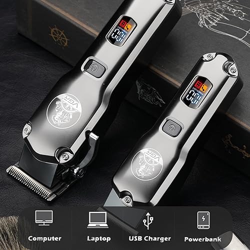 Miniatura 6 de VGR Juego de cortapelos y recortadores de pelo para hombres profesionales, T-Blade Zero Gapped Beard Trimmer, kit de corte de pelo con