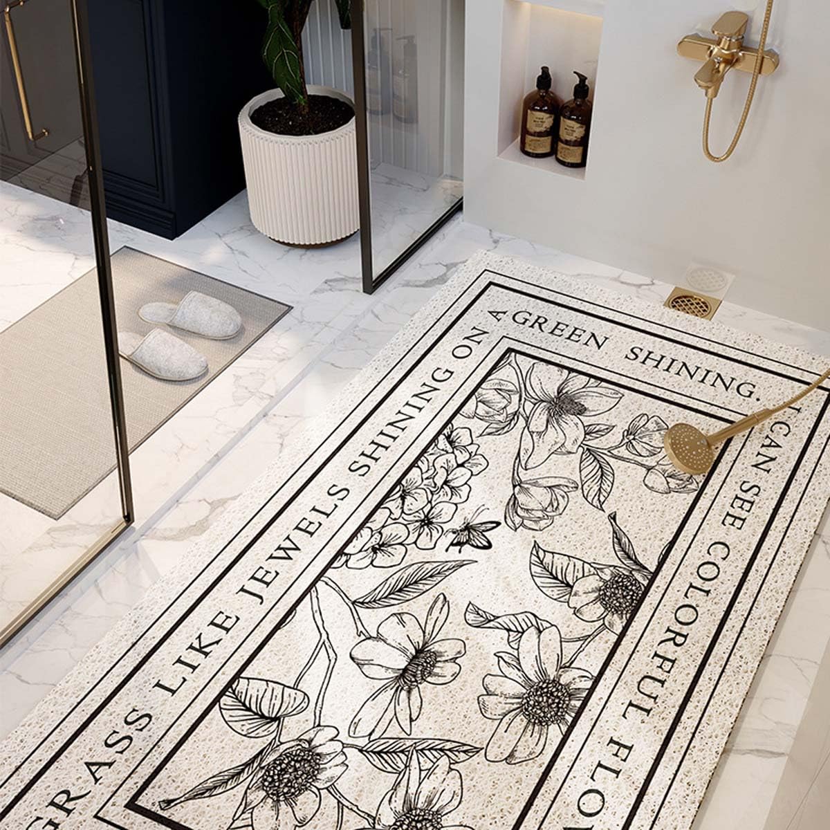 Antypoślizgowa mata prysznicowa Loofah do wewnątrz prysznica duża wanna brodzik mata szybkoschnąca PCW łazienka mata podłogowa (40 x 60 cm)
