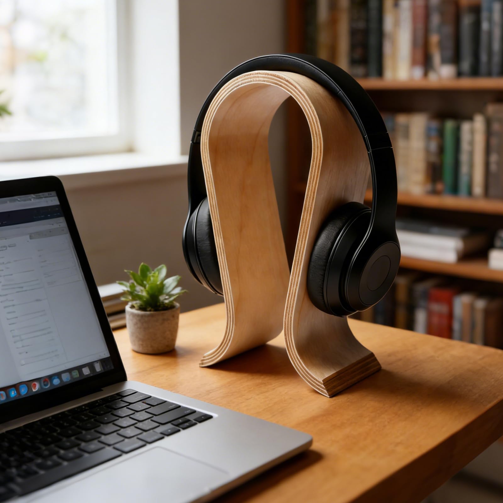 BORDEAG Kopfhörerhalter Aus HolzZ,25CM Kopfhörerhalter HolzZ,Kopfhörer Halter HolzZ Eiche,Kopfhörerständer Universal Aus Holz,Kopfhörer Ständer Holz Für Büro,Wohnzimmer Und Geschenk