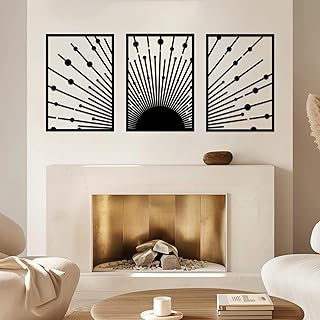 ruelen Metal Sun Wall Decor - Large Minimalist Sun Line Art Sculpture fo...