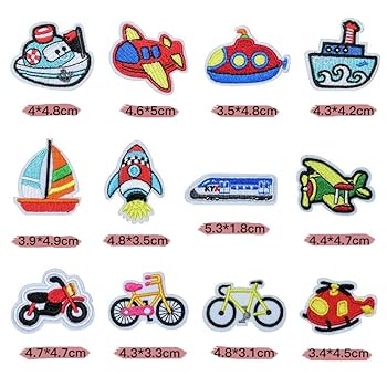 Amazon.co.jp: YFFSFDC 乗り物 ワッペン 24枚セット 刺しゅう