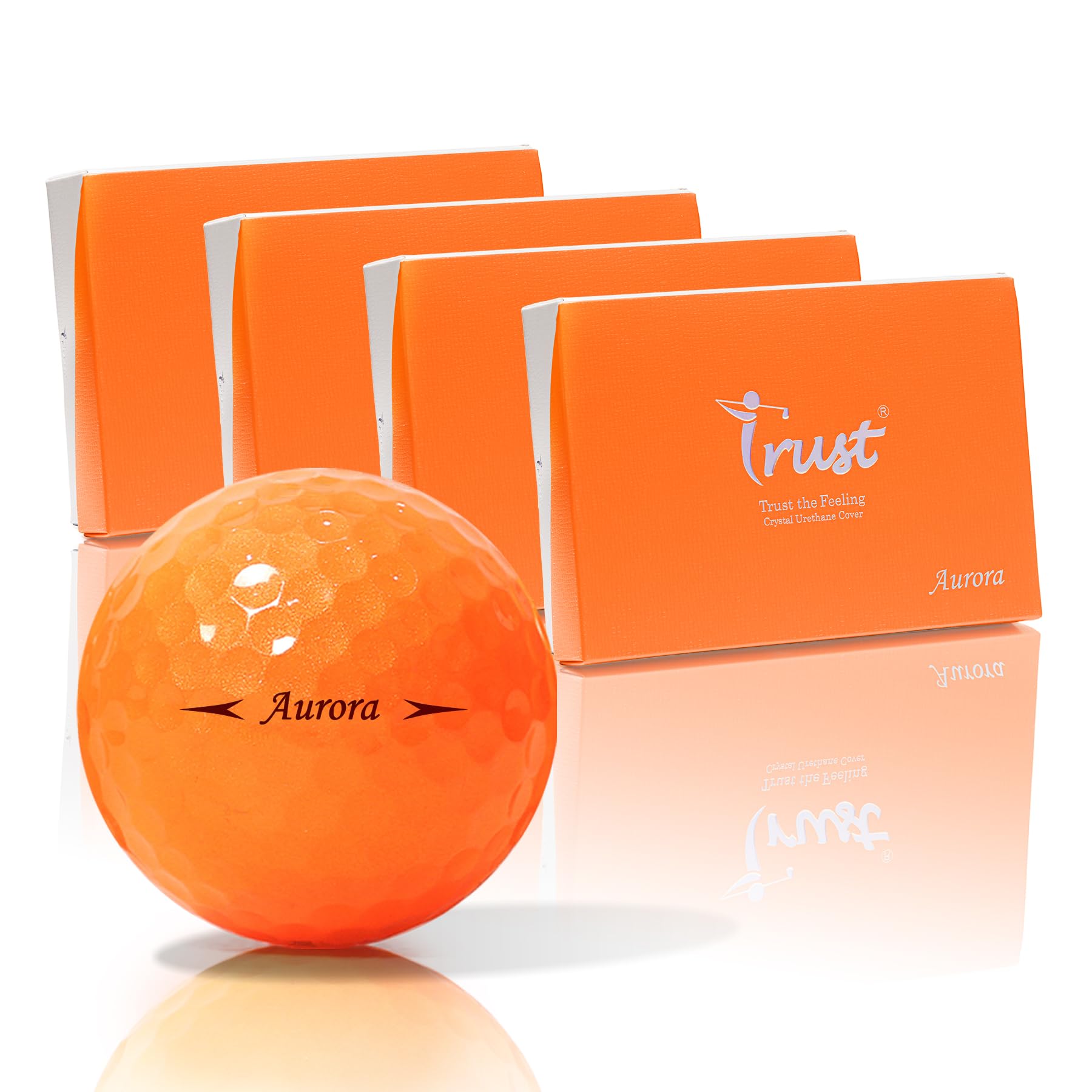 Trust Bolas de Golf Aurora | Alta Visibilidad, Vuelo Largo y Recto, Uretano Cristal Tour, Núcleo Dinámico de 3 Piezas, 12/48 Pelotas, Azul Aurora, Naranja Aurora, Amarillo Aurora y Rosa Aurora