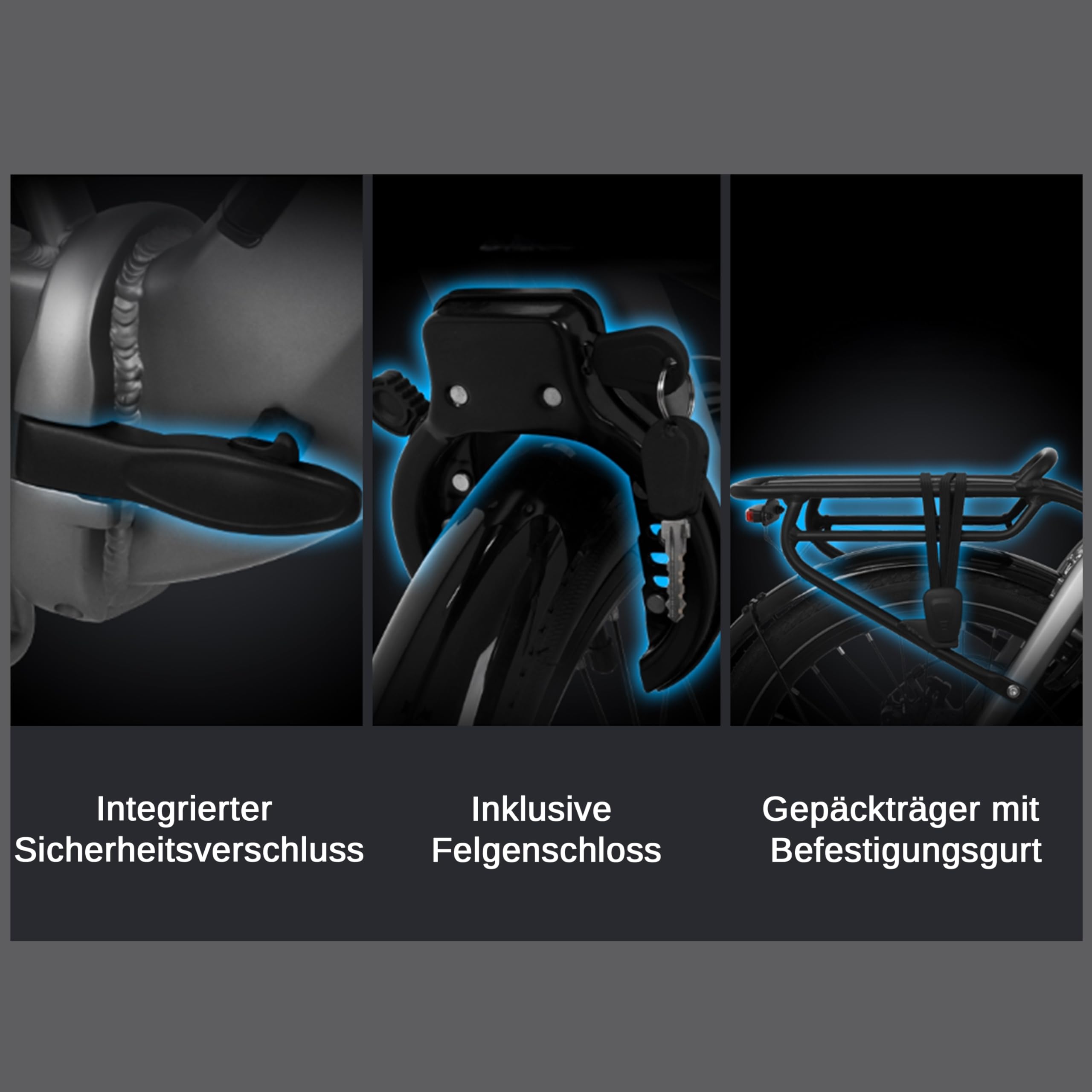 AsVIVA E-Bike Klapprad 20 Zoll, faltbares E-Bike Pedelec, 14 Ah Samsung Akku, 100 km Reichweite, 25 km/h, kompakt | Grau