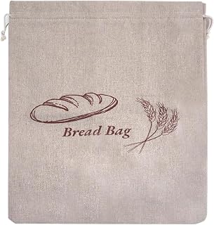 SLXLYH Bolsa de pan de lino con cordón y forro de grado alimenticio, bolsas de almacenamiento de masa madre caseras a prueba de pan
