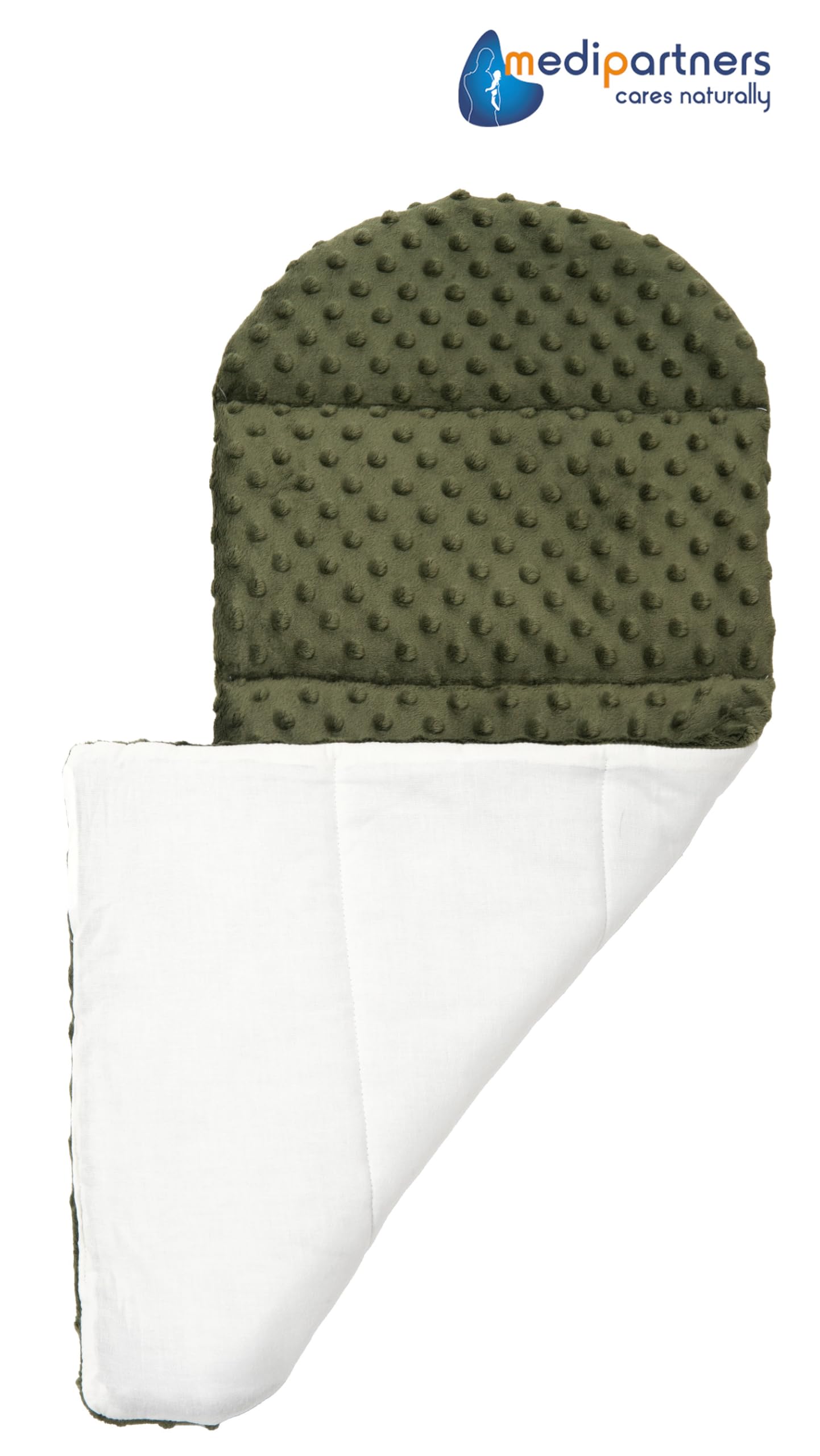 Medi Partners Reducteur de Lit Bebe - Réducteur Bébé 100x60x15cm 5 éléments Cocon et Naissance Nid d'ange bilatéral Cale 100% Coton Minky (Grille avec Olive Minky)
