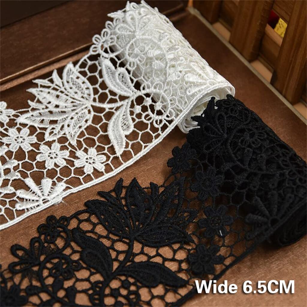 Dentelle brodée Matériel Guipure Appliques Col Décolleté Garniture Rideaux Robes Dentelle Accessoires de Couture (Couleur : Blanc, Taille : 6.5CM) (Blanc 6.5CM)