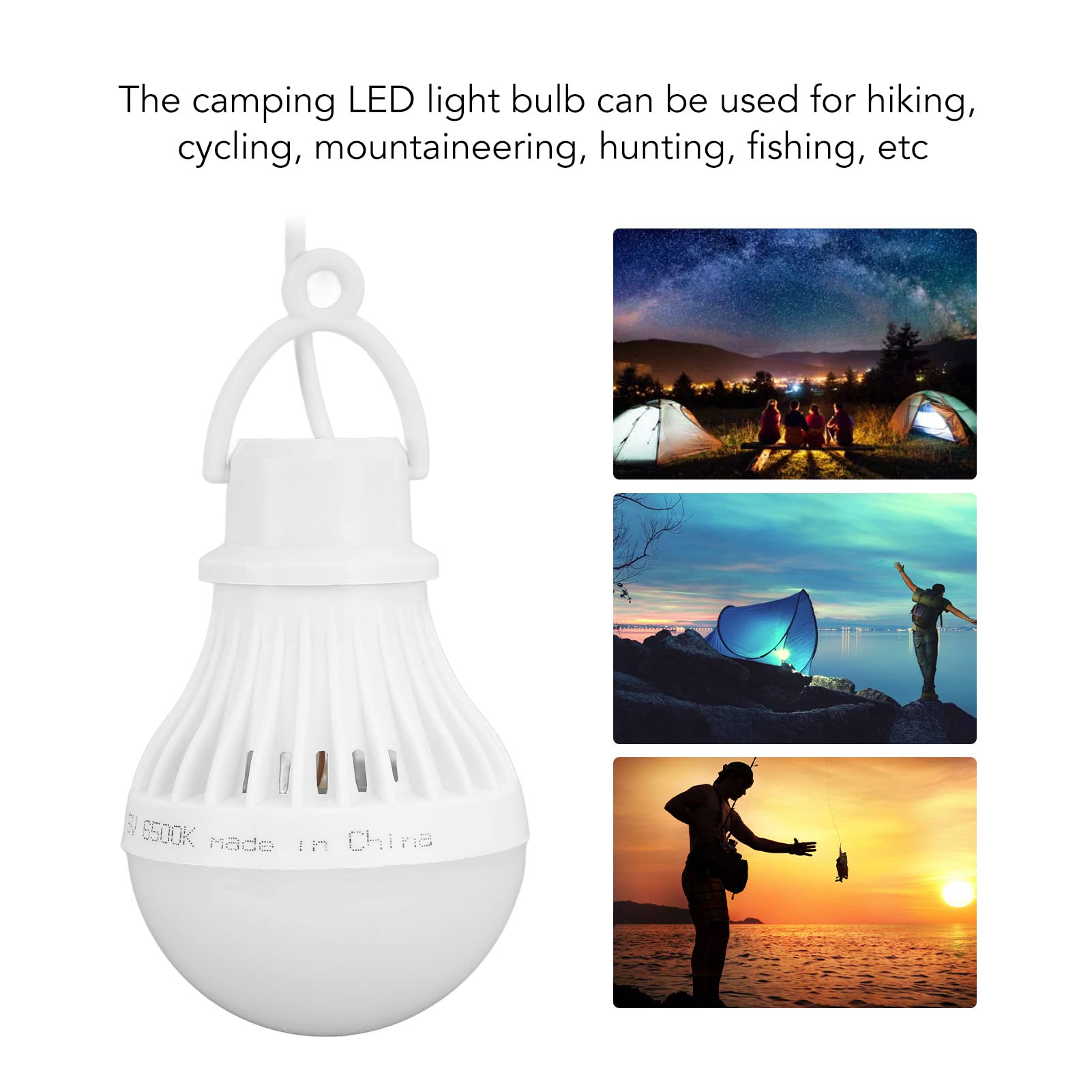 5W Camping Light Bulb, Outdoor USB Rechargeable Emergency Light Bulb Portable Hanging LED Camping Tent Bulb for Camping Gear Equipment