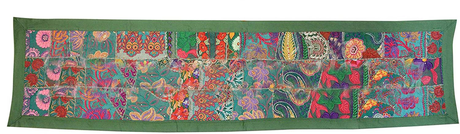 Camino de mesa de retazos indios, mantel rectangular de algodón, manteles bordados, camino de mesa de comedor, decoración de mesa central