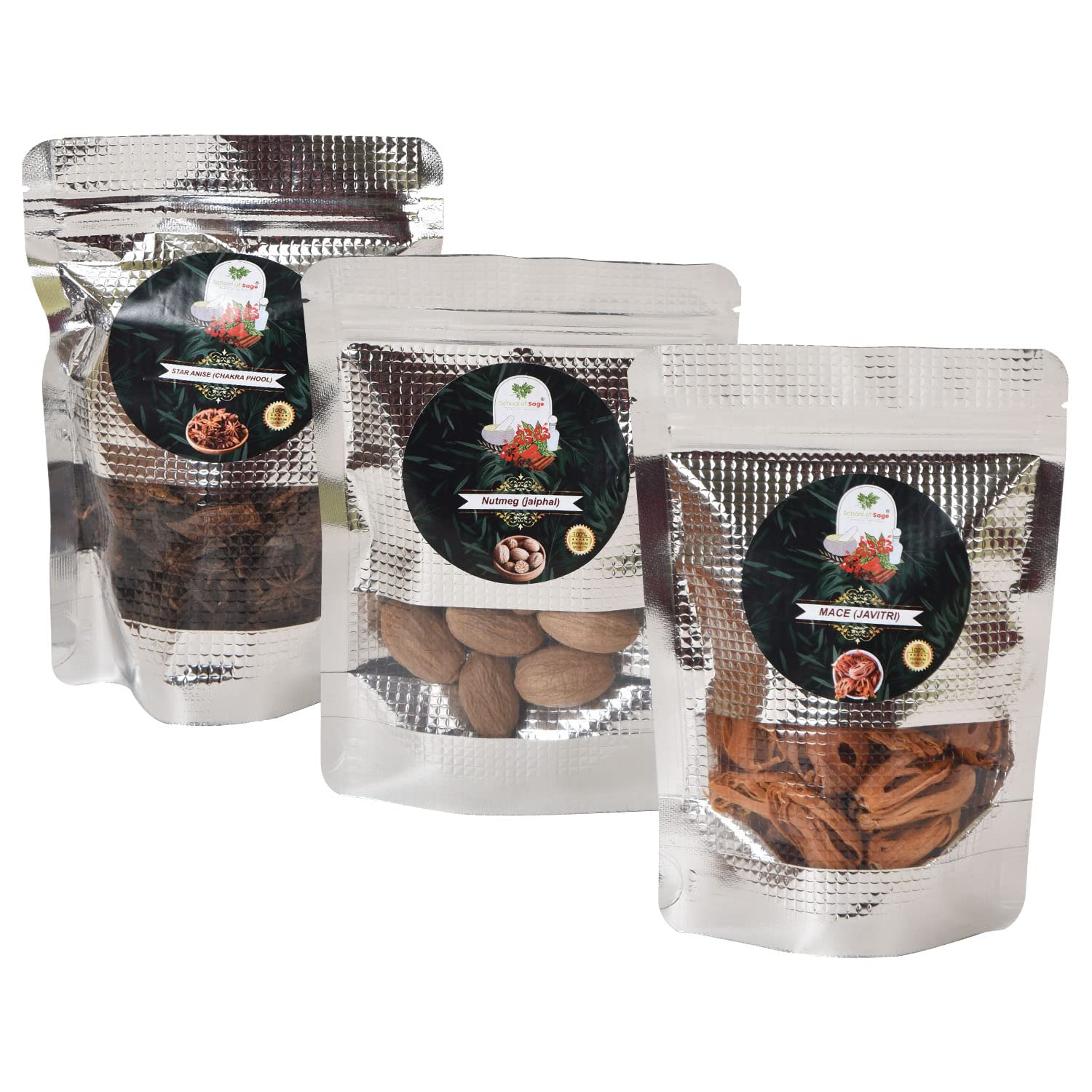 school of sage Jaiphal (Nutmeg), Javitri (Mace), Star Anise (Chakraphool) - (combo of 3)(25 gram each total 75g) (B0BSL8NPWS) Amazon Price History, Amazon Price Tracker