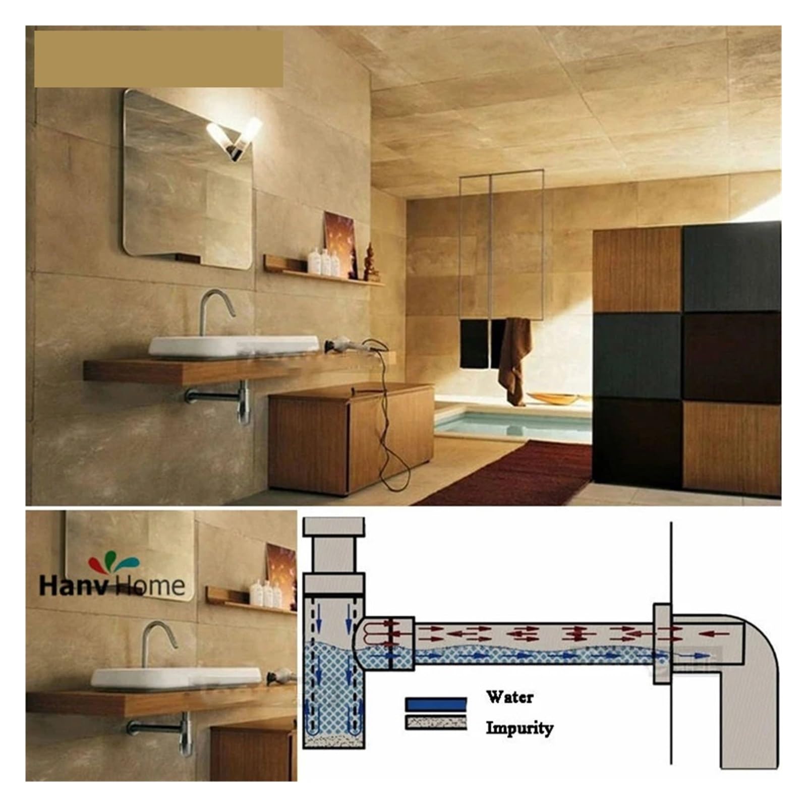 Lavabo sifónico Brass Bottle Trap Bathroom Sink Vanity Basin Pipe Waste Drain Siphon Drainer P-Trap(Gold)
