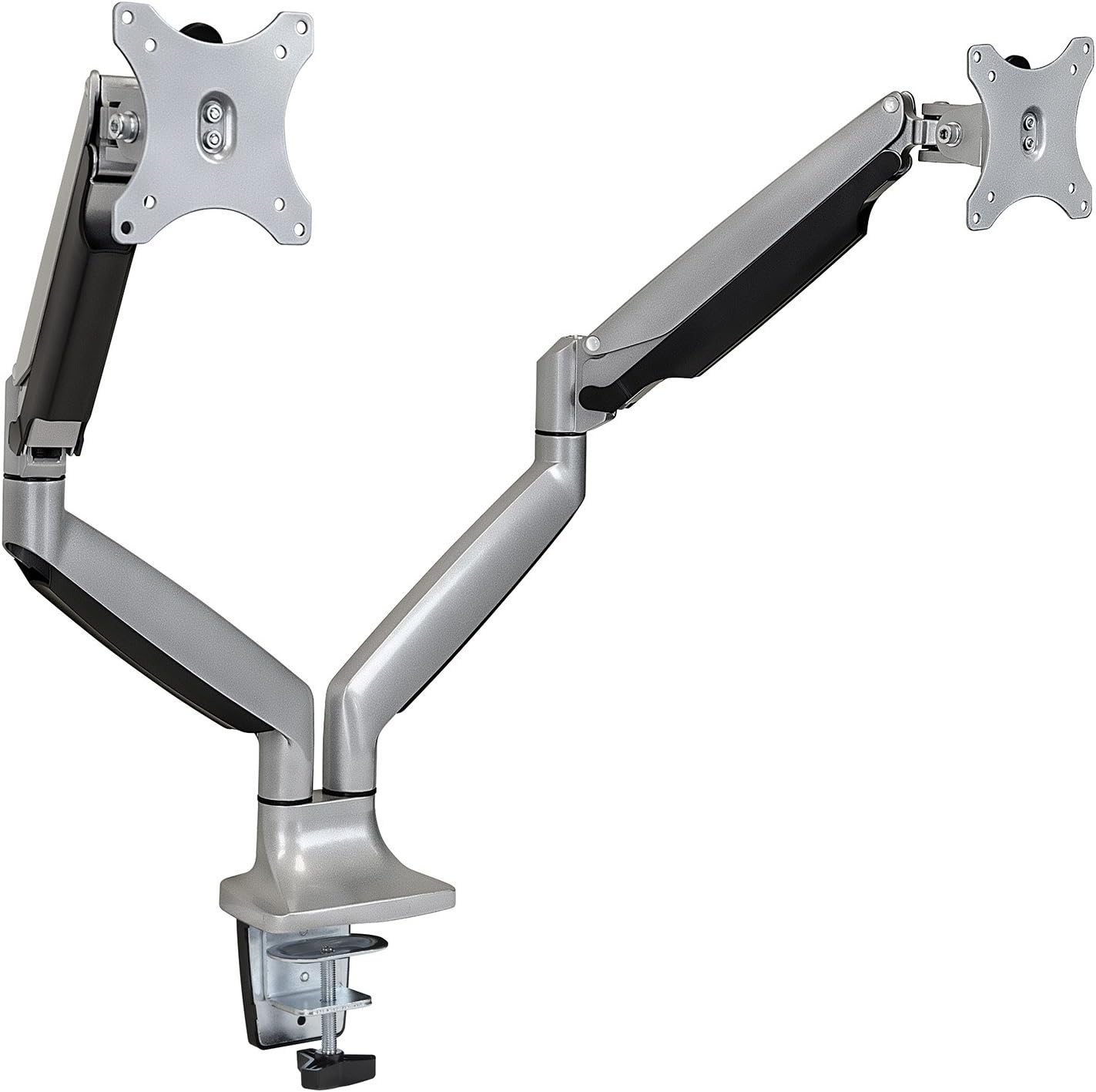 MOUNT-IT! Dual Monitor Desk Mount Arm, Height Adjustable Full Motion Monitor Stand With Gas Spring Arms, Fits 24, 27, 29, 30, 32 Inch Computer Screens