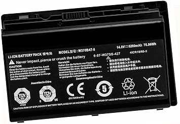 76.96WH 5200mAh 14.8V W370BAT-8 Laptop Battery Compatible with Clevo W350et W350etq W370et Sager Np6350 Np6370 Schenker Xmg A522 A722 Series 6-87-w370s-4271K590S K650C K750S