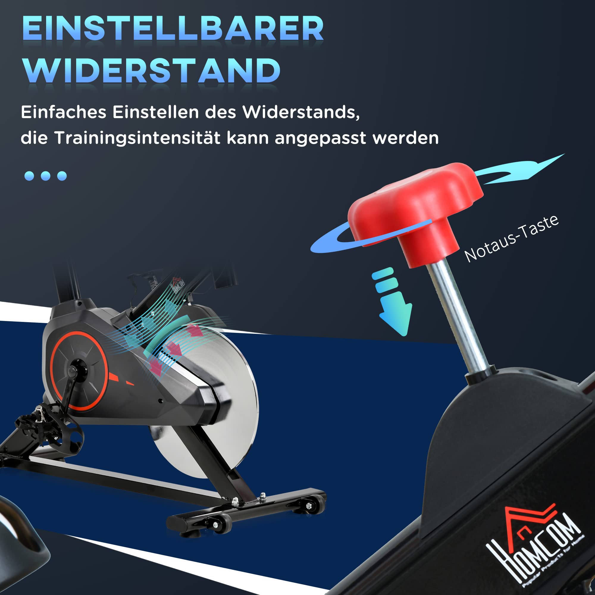 HOMCOM Indoor Cycling Bike Trainer Home Gym Fahrradtrainer Fitnessfahrrad 102x47x114cm