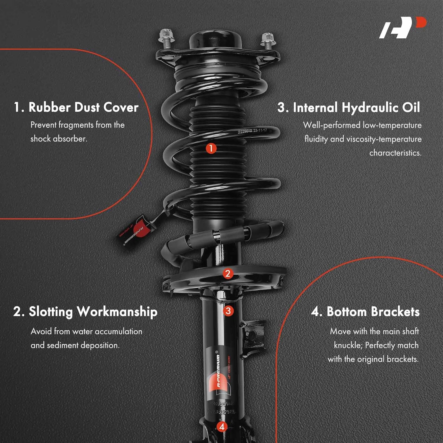 A-Premium Front Struts Compatible with Kia Sorento [2.4L] 2014-2015, For LX Model - 2x Replacement Suspension Complete Strut Assembly Shock with Coil Spring