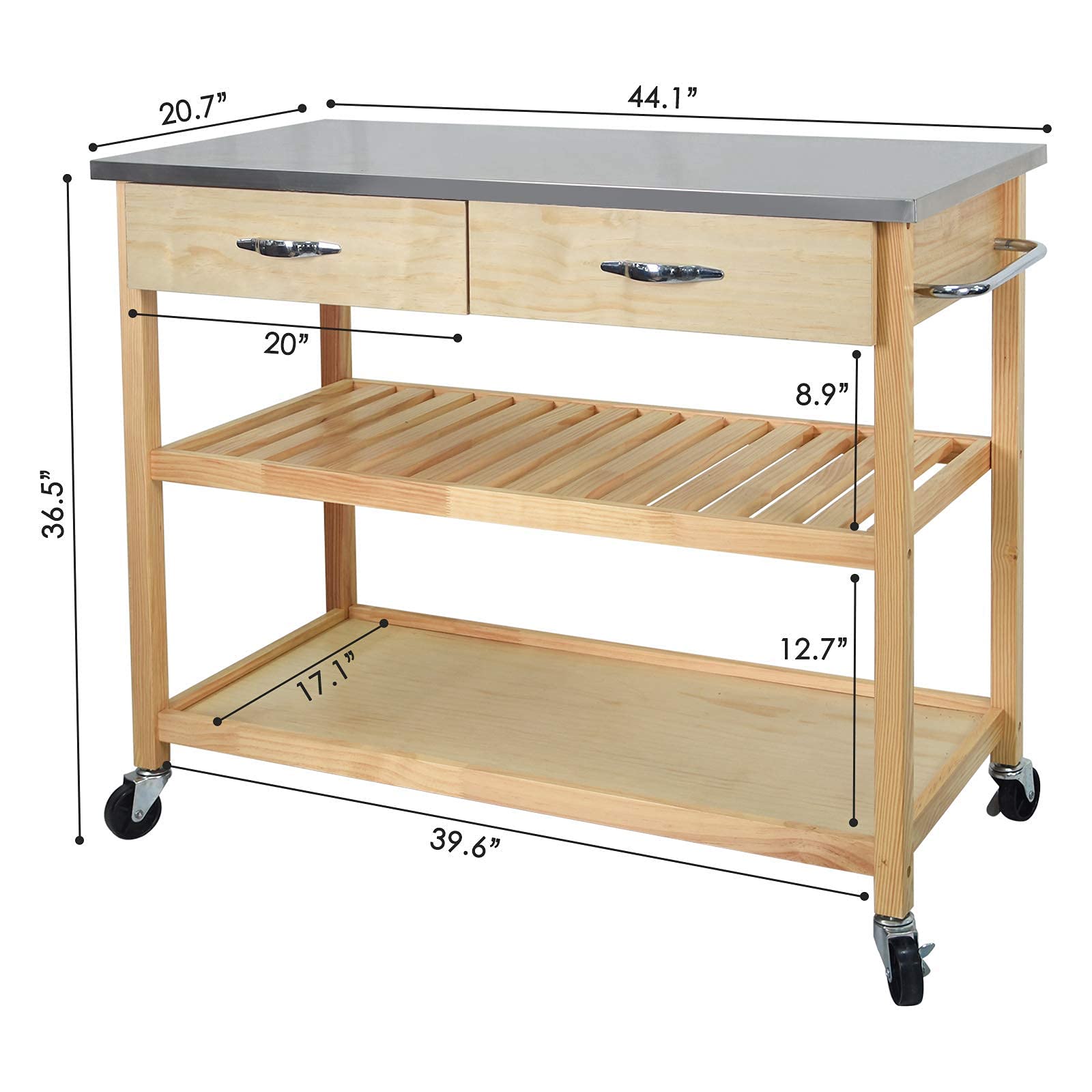 CharaVector Kitchen Islands Carts with Wheels Stainless Steel Counter