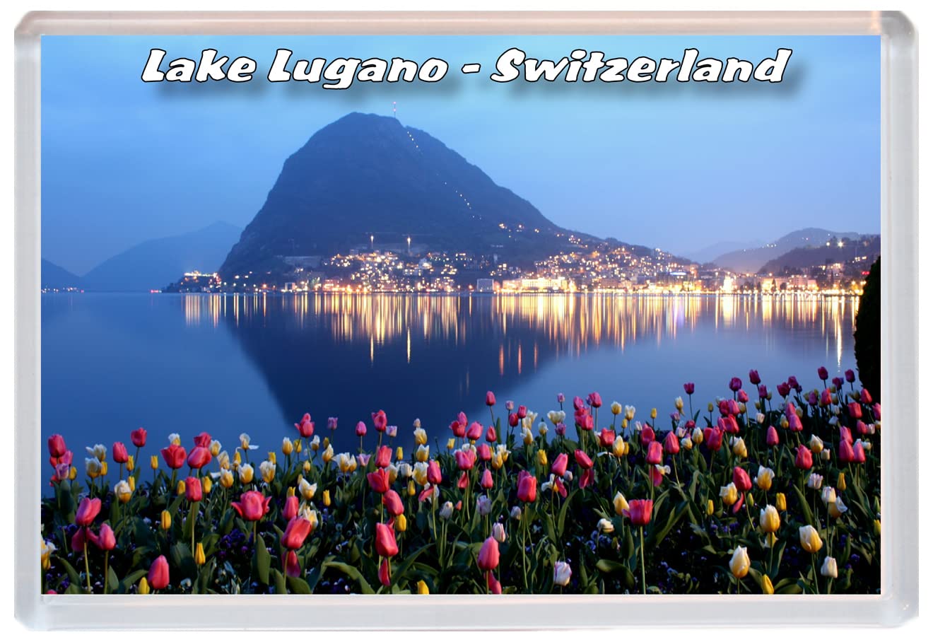Baked Bean Store Multicolor Lake Lugano - 96 X 67Mm Jumbo Fridge Magnet/Magnets Bbsfhm353