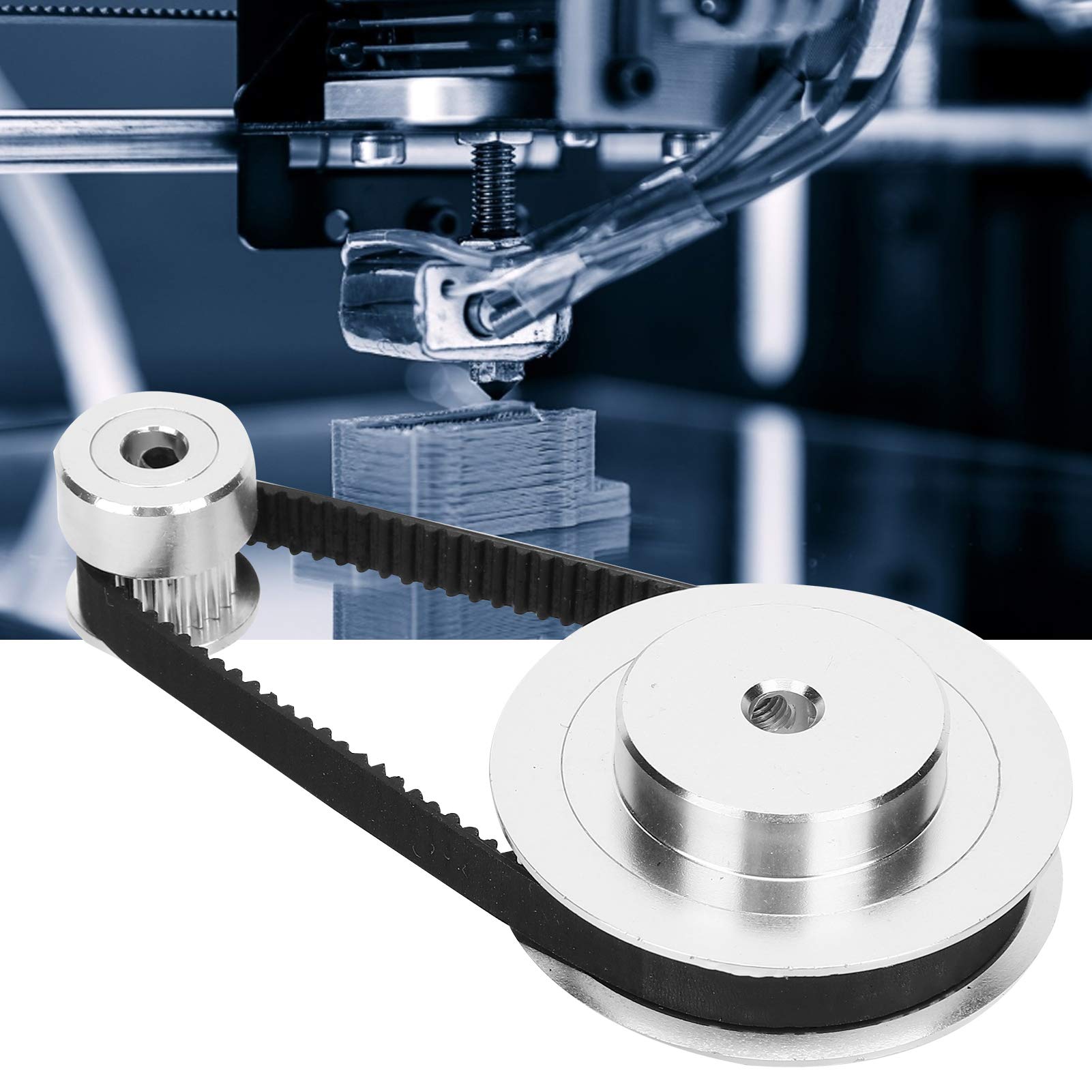 Polea de distribución de aluminio 20/60 dientes con llave para CNC, impresoras 3D, fresadoras