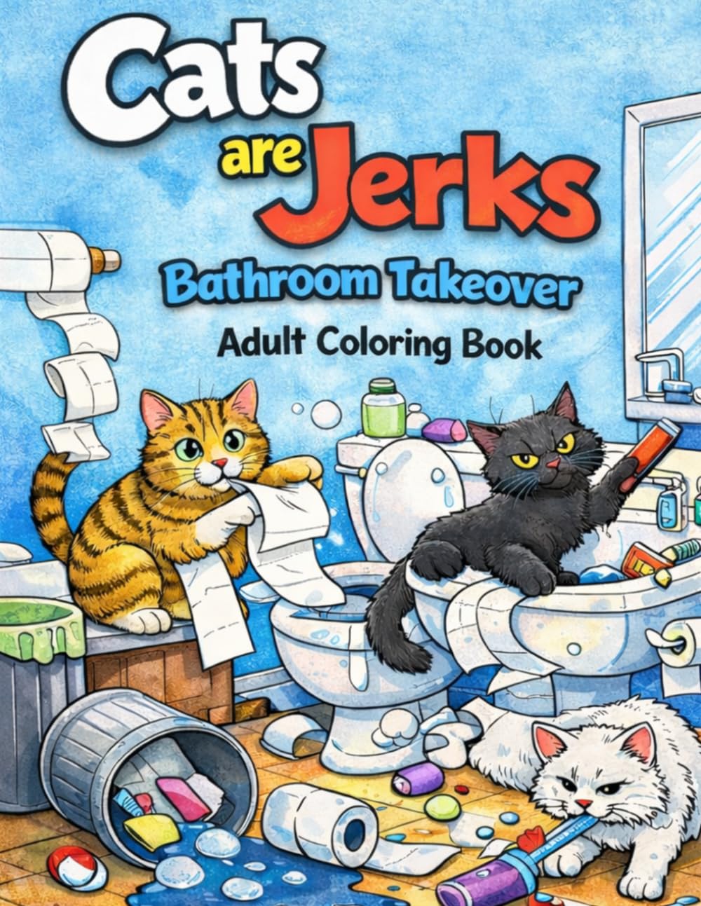 Cats Are Jerks: Bathroom Takeover Adult Coloring Book