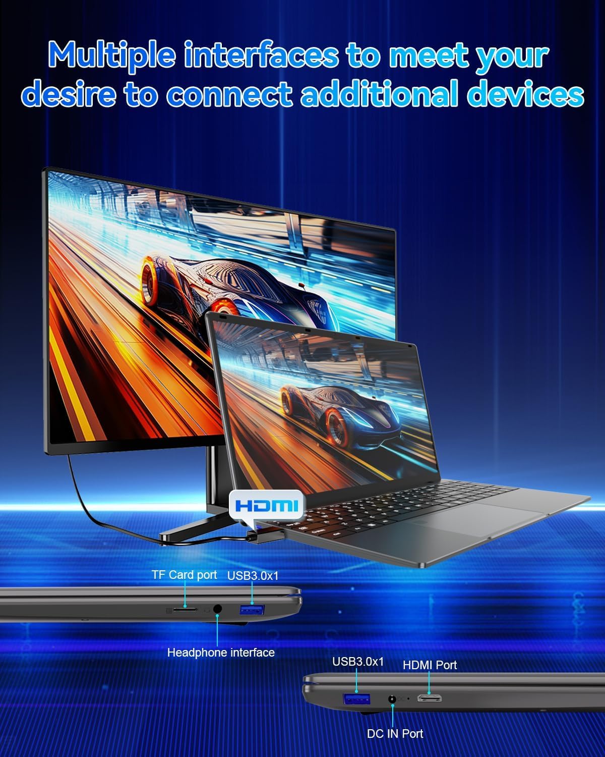 PINSTONE 15,6" Ordinateur Portable 16Go RAM 512Go SSD, PC Portable Celeron N5095 CPU, Ouverture à 180° du Portable, Laptop Computer avec écran FHD 1080P, WiFi5, Bluetooth4.2, USB3.0, Webcam, Touch ID