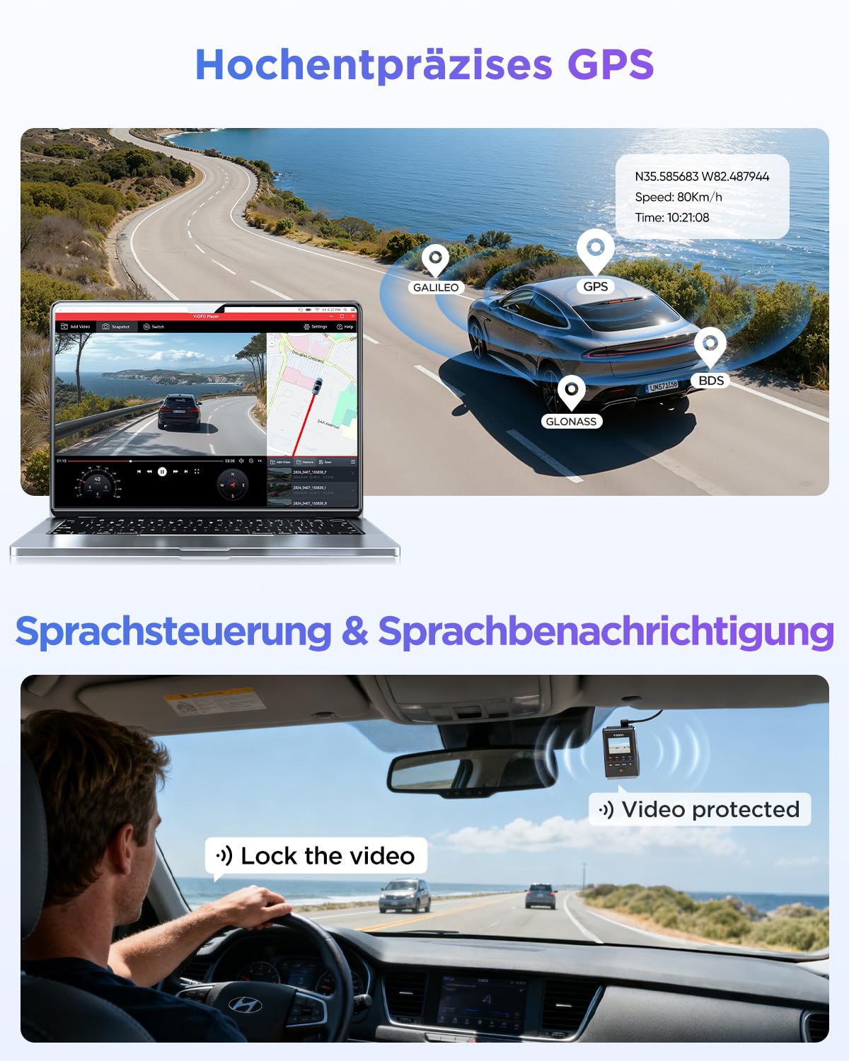 VIOFO A119M Pro 4K HDR Mini Dashcam mit CPL, Wi-Fi 6 & GPS, STARVIS 2, Sprachsteuerung, Nachtsicht 2.0, Parkmodus, 1,5" LCD