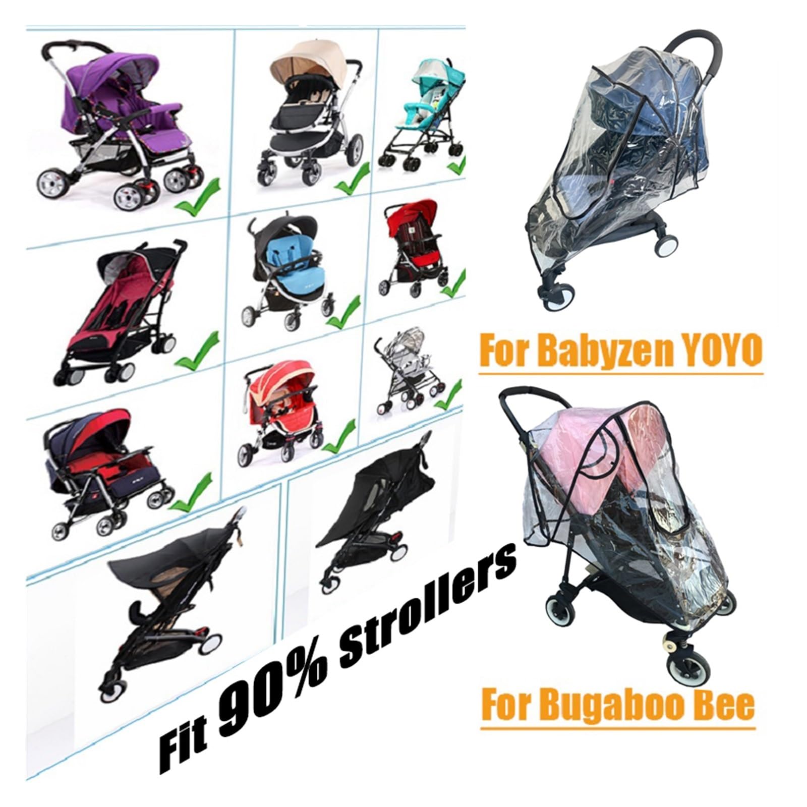 Regenschutz Kinderwagen Universal Kinderwagen Eva Regenmantel Regen Abdeckung Wetter Schutz for 98% Kinderwagen Waterprood Zipprer Windows