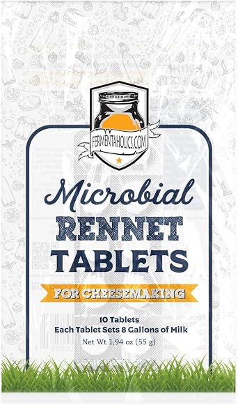 Microbial Rennet For Cheese Making | Vegetarian Rennet Tablets | Milk Coagulant | Vegan Cheese making | Shelf-Stable Rennet Tablets, Perforated For Easy Use