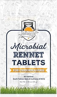 Microbial Rennet For Cheese Making | Vegetarian Rennet Tablets | Milk Coagulant | Vegan Cheese making | Shelf-Stable Rennet Tablets, Perforated For Easy Use
