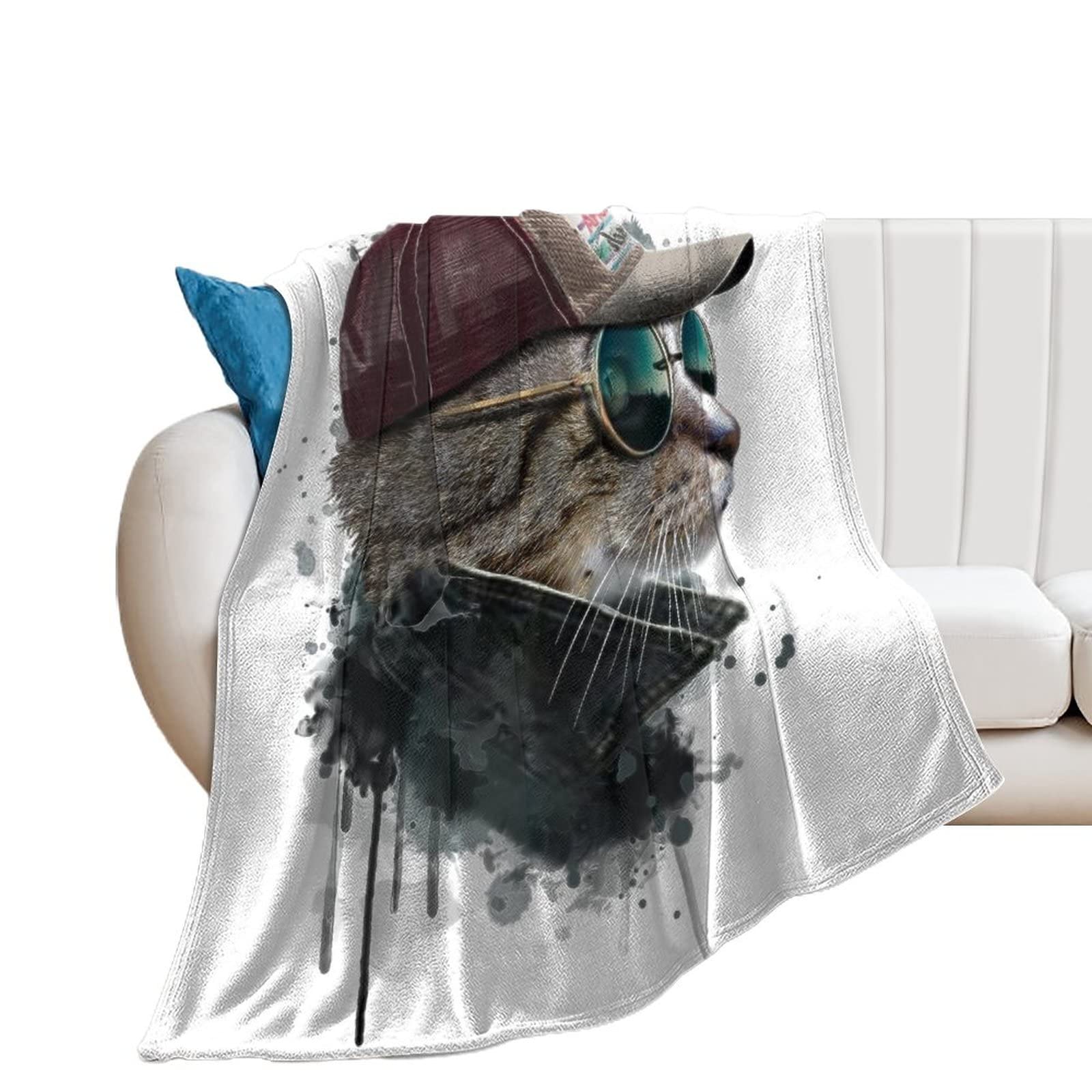 Couverture polaire chat cool plaid canapé lit chambre salon 100x130cm