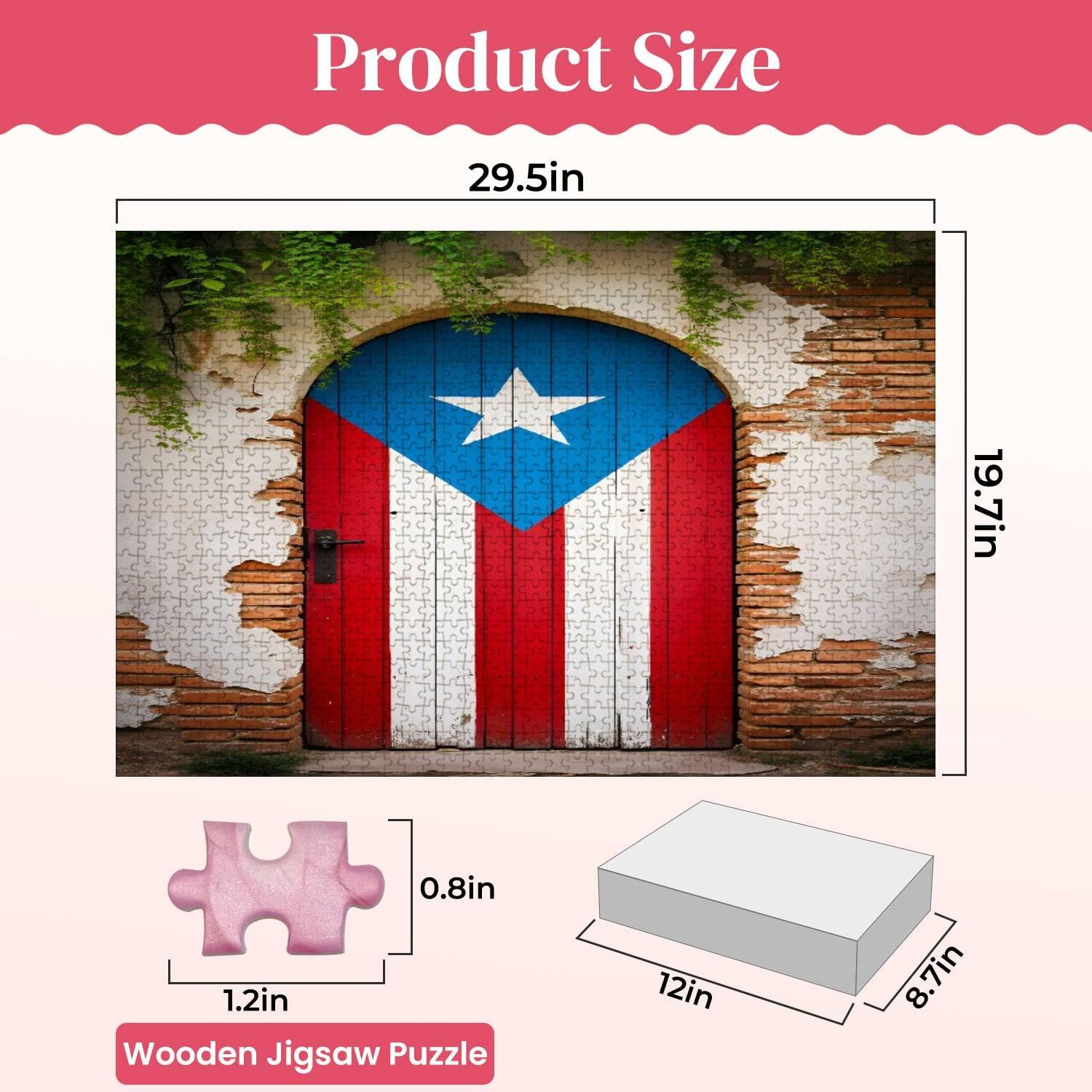 1000 Pieces Wooden Jigsaw Puzzle Door of Ruined House in San Juan Puerto Rico Colorful Island Fun and Challenging Board Puzzles for Adult Kids Large DIY Educational Game Toys Gift Home Decor