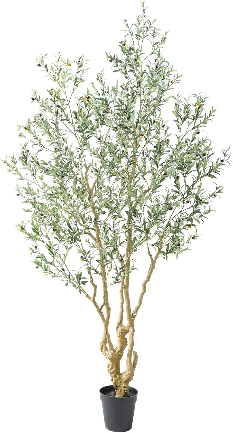 Majestic Artificial Olive Tree 10ft with Realistic Leaves and Olives – Full and Grand Design Faux Olive Tree, Fake Olive Tree with Sturdy Base for Indoor Outdoor Office Décor.