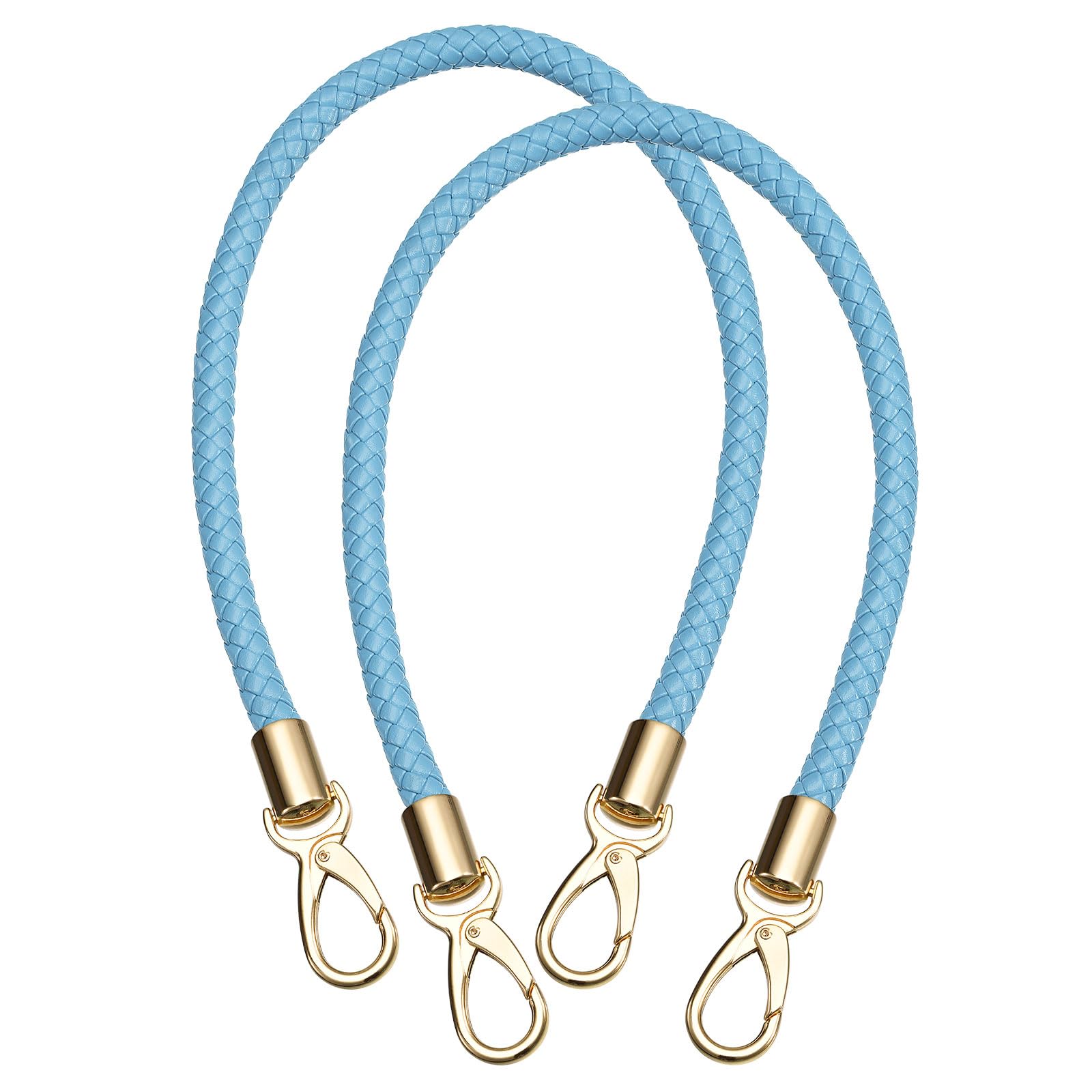 Uxcell Leather Purse Strap, 2Pcs 60cm/23.6" PU Braided Purse Replacement Handle for Women's Handbag Underarm Bag Tote (Blue)