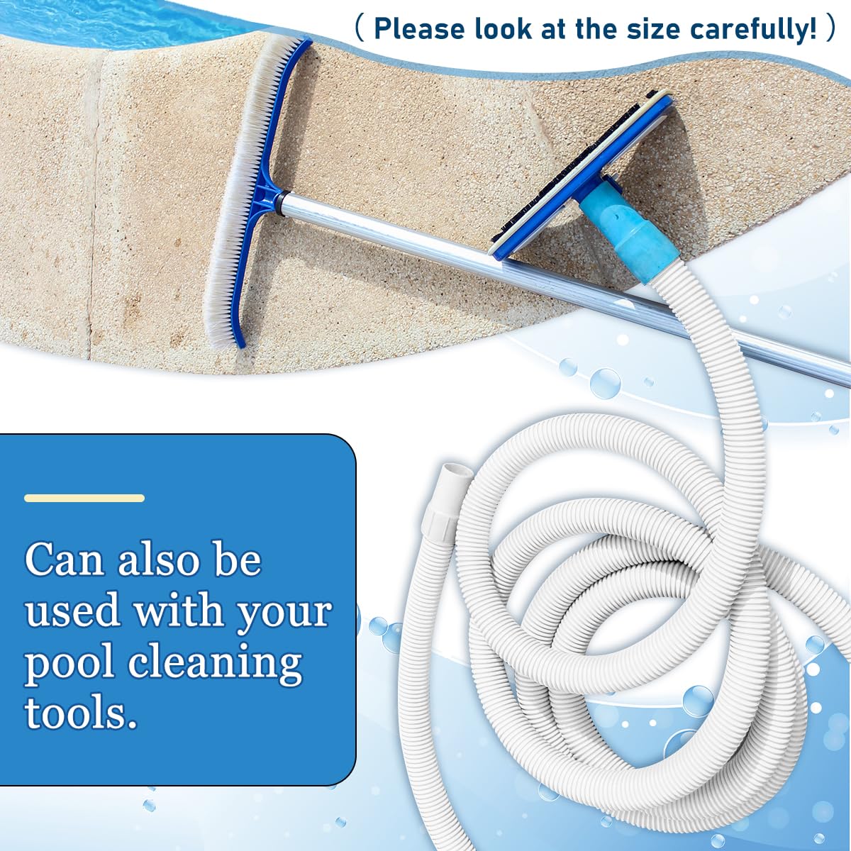 Lot de 2 tuyau piscine,Tuyau 32mm Blanc,Tuyau aspirateur piscine,pompe piscine avec 4 pince fixe,149.9 * 3.2cm,Pour piscines hors sol,Nettoyage des piscines,Adapté à une variété de pompes