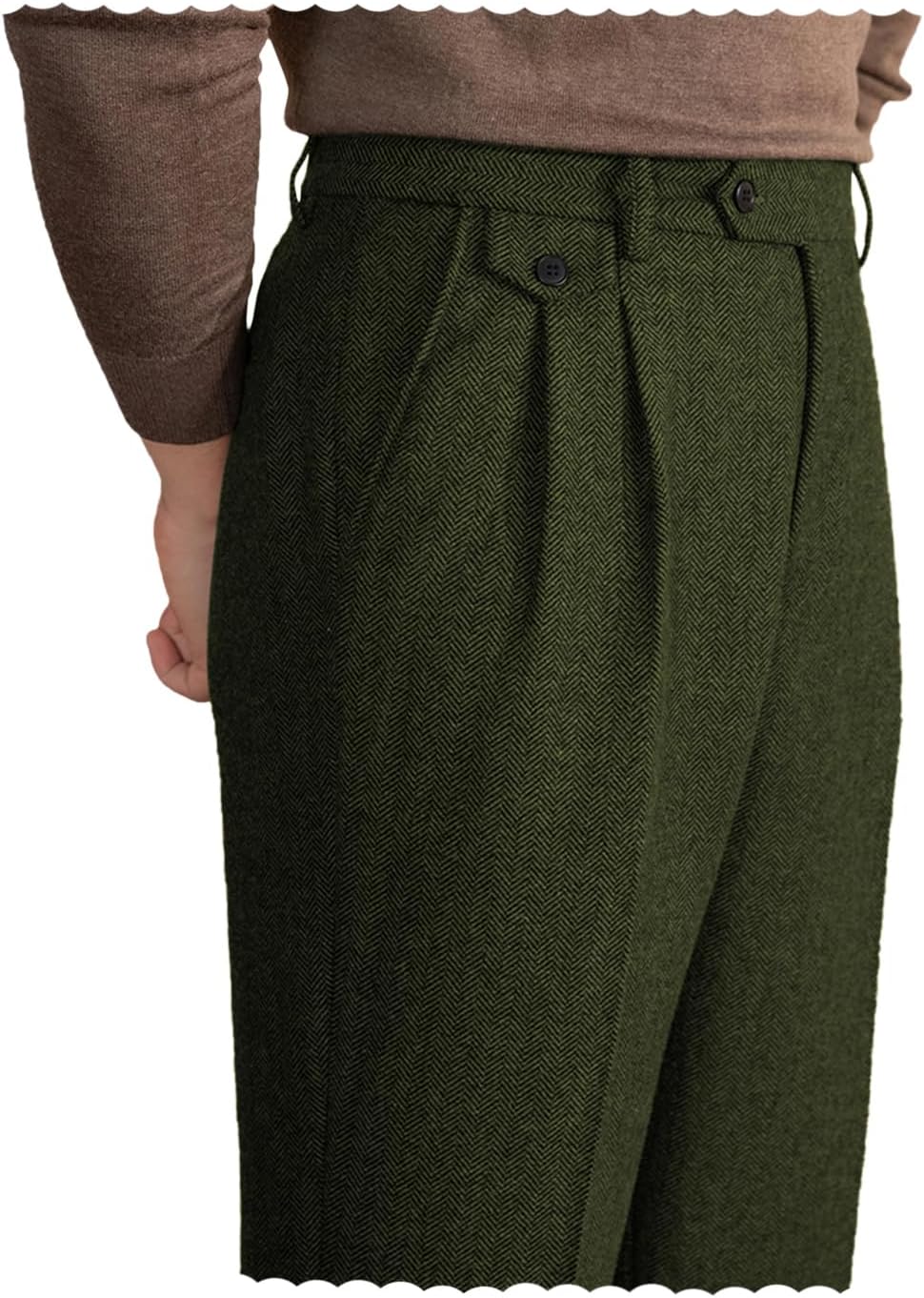 Mens Pants Tweed Herringbone Vintage Dress Pant Trousers Regular Fit Suit Pants for Men