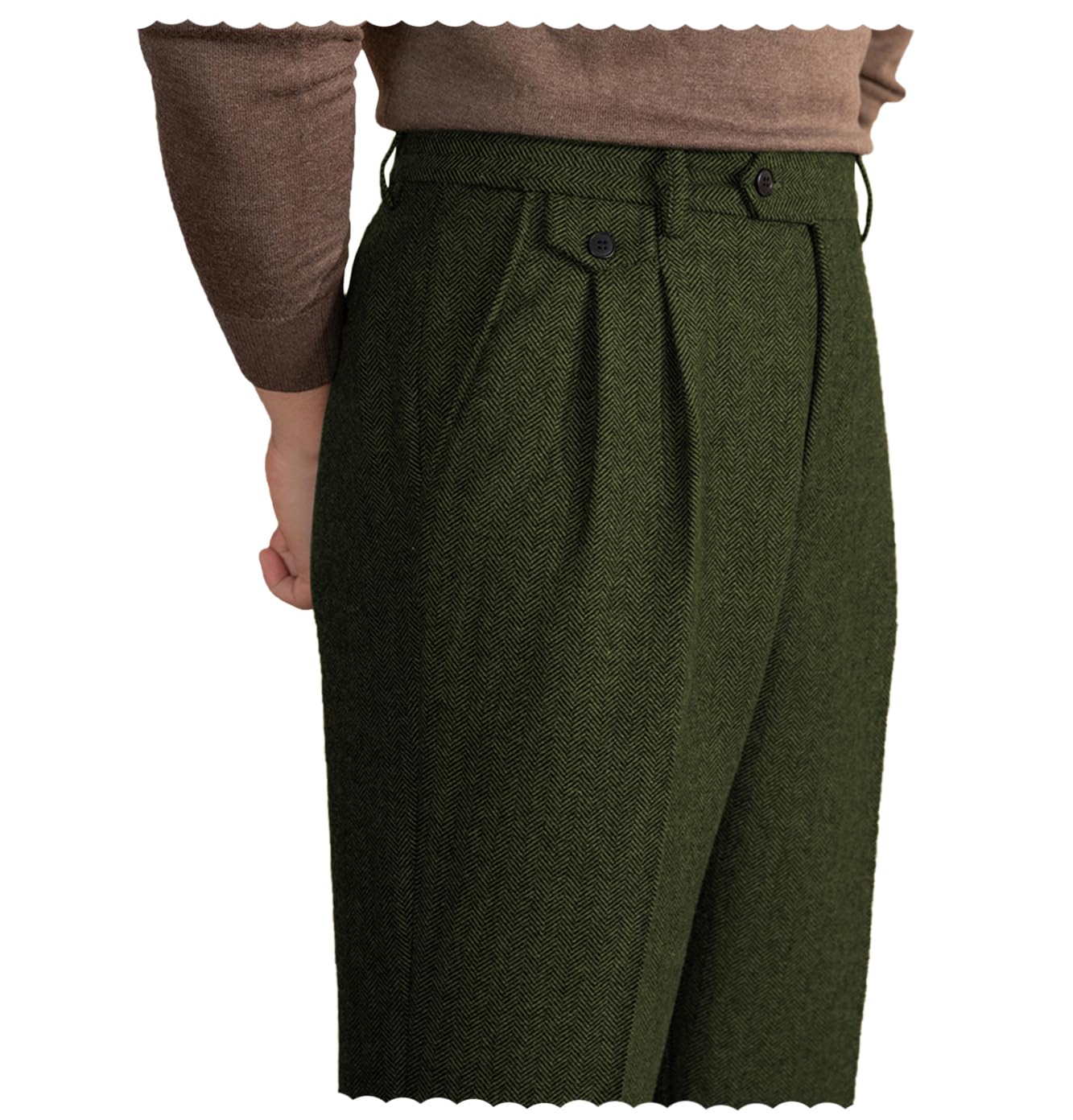Mens Pants Tweed Herringbone Vintage Dress Pant Trousers Regular Fit Suit Pants for Men