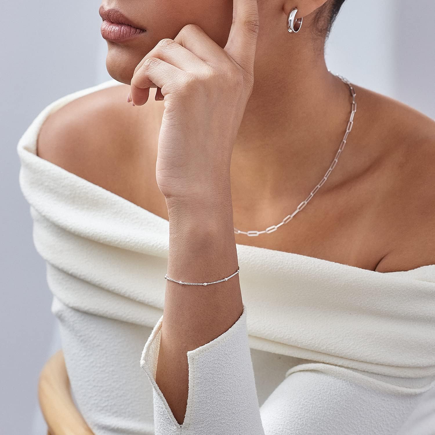 OAK & LUNA - Choose Your Style Women's Chain Bracelet - Sterling Silver, 18K Plated or 14K Solid Gold - Bobble, Paperclip, Dot, Rope, Bold Curb, Mirror, Cuff - Custom Length