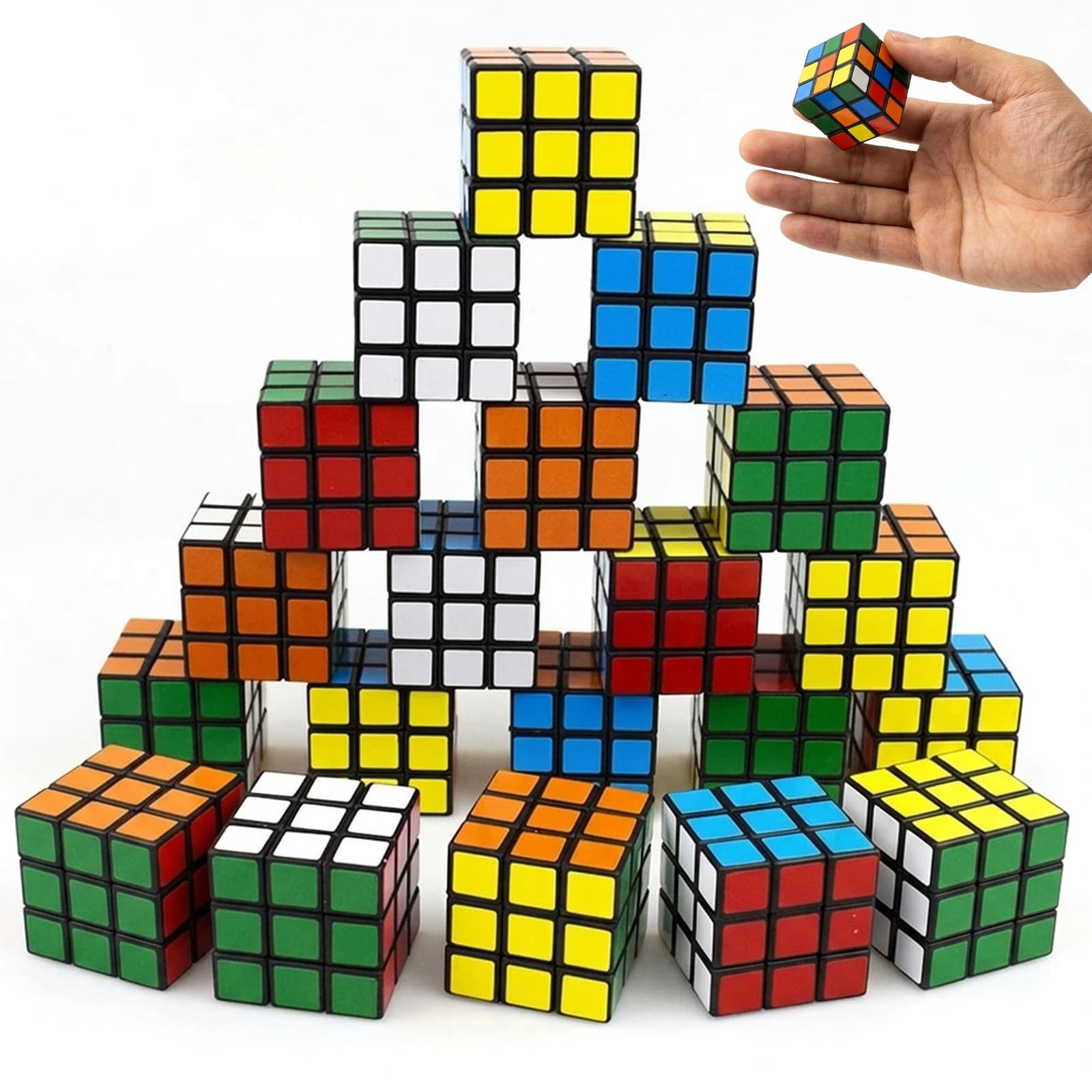 20 PCS Mini Rubix Cube 3x3 Puzzle Set, Portable Mini Puzzles for Party Bags and Travel Entertainment, Compact Educational Brain Teaser for Office and Classroom Activities