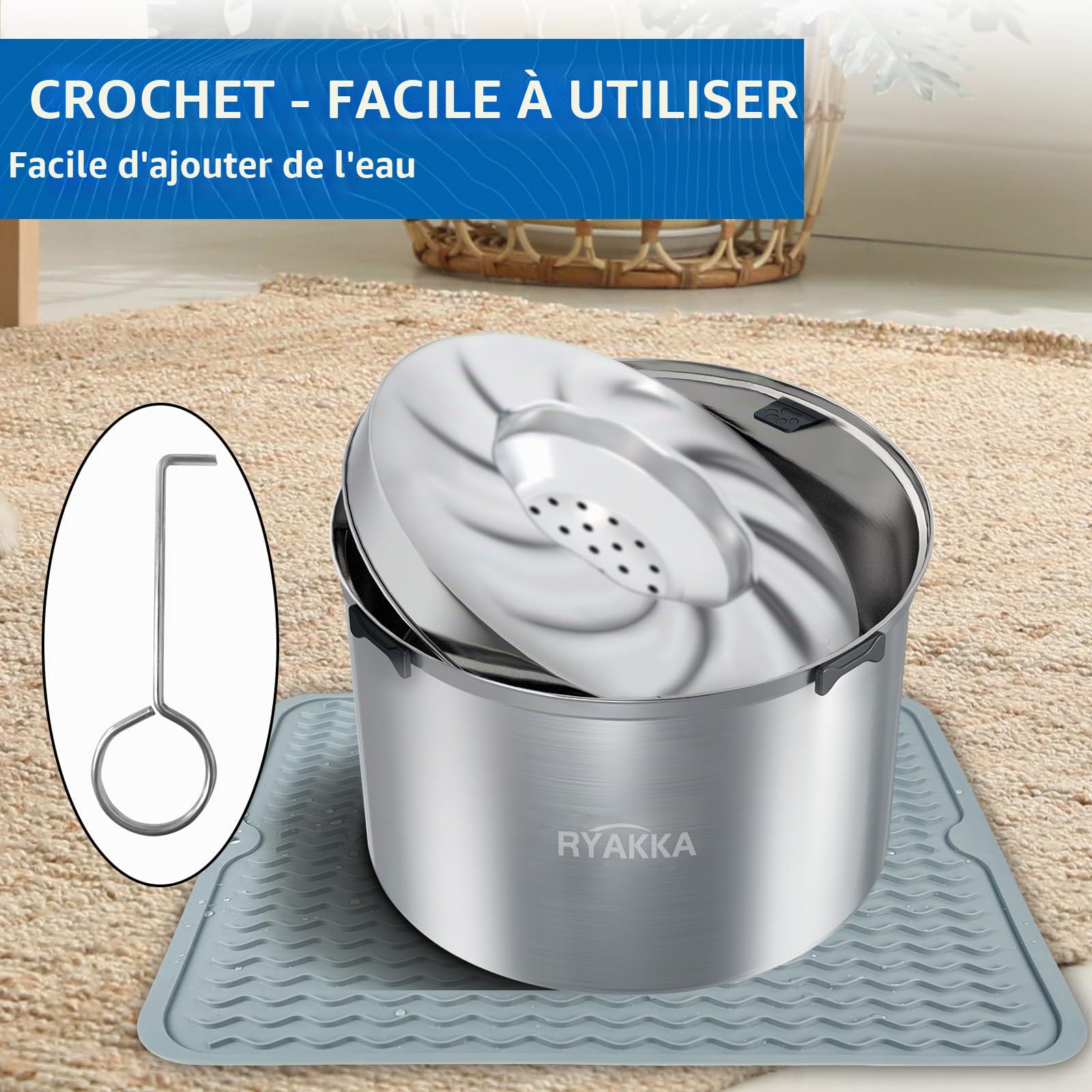 Gamelle d'eau anti-déversement pour chien de 5,6 l en acier inoxydable - Gamelle de voyage pour chiens de grande race - Distributeur de désordre - Gamelle d'alimentation lente pour les buveurs