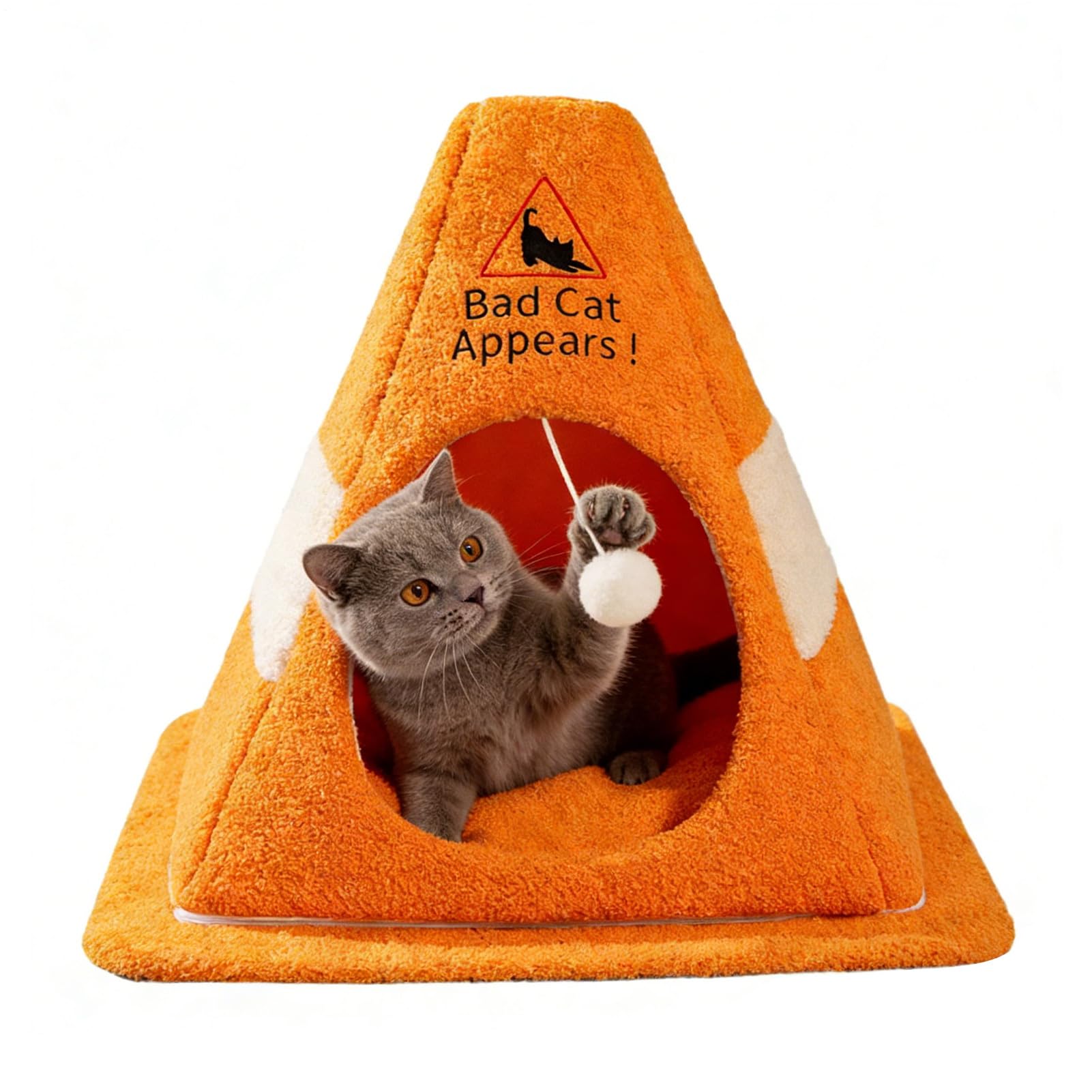 Lit pour chat cône de circulation 40x30 cm nid d'hiver en peluche douce
