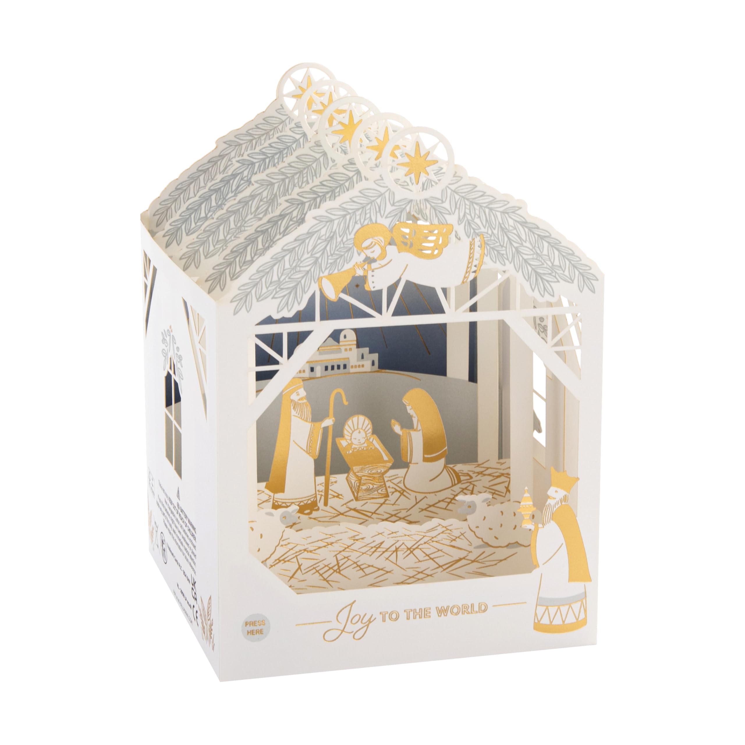 Hallmark Musical Christmas Card, Nativity Scene, 3D & Pop Up Shadowbox Christmas Card, Light Up Card, Multicoloured