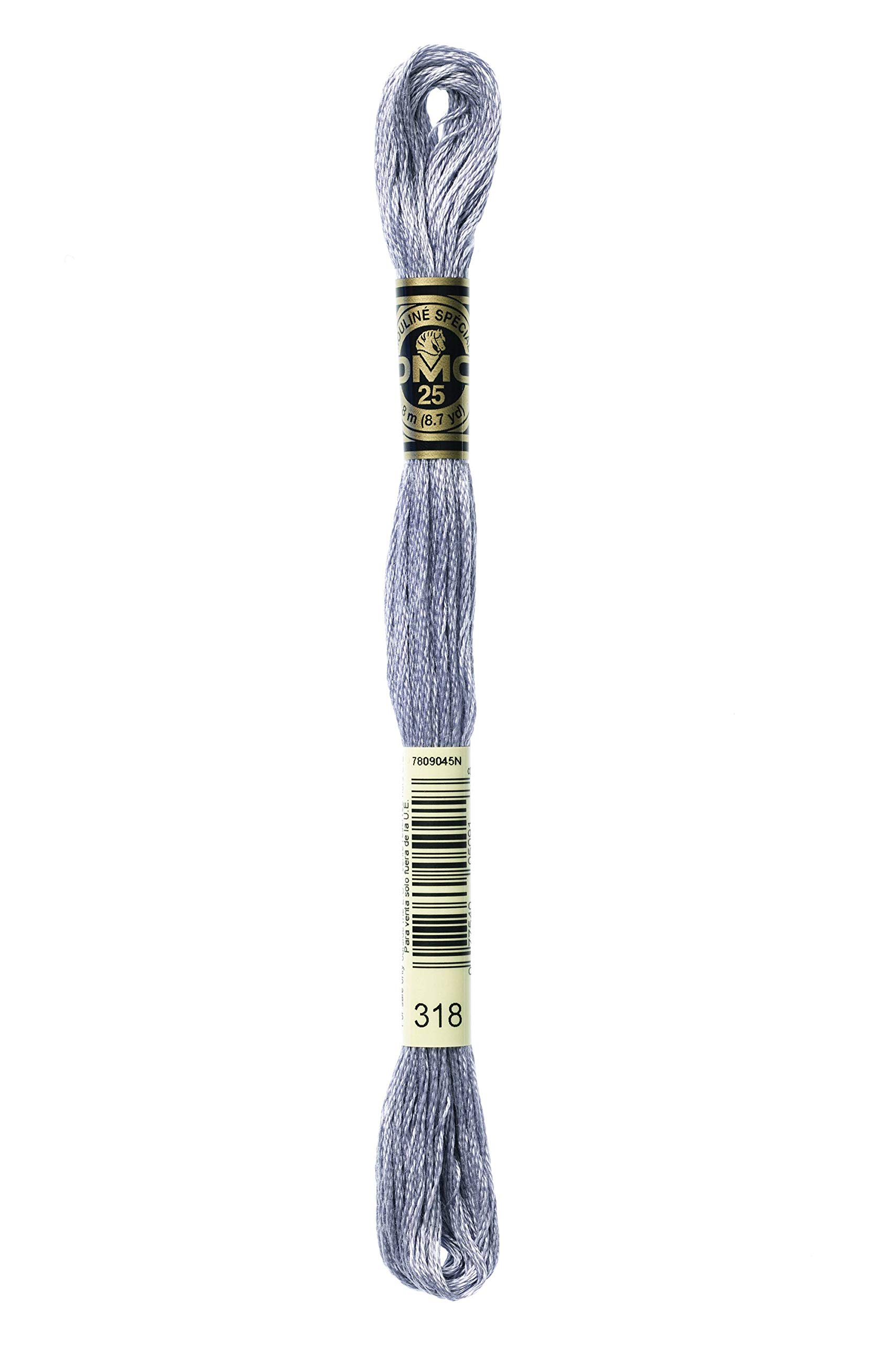 DMC 117-318 Mouline Stranded Cotton Six Strand Embroidery Floss Thread, Light Steel Gray, 8.7-Yard