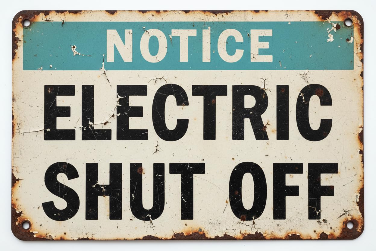 Wall Decor Notice Electric Shut Off Sign - Safety 8"x12" Metal Sign Plaque, Yard,Indoor Or Outdoor Display Vintage Signs Aluminum Plates Printed