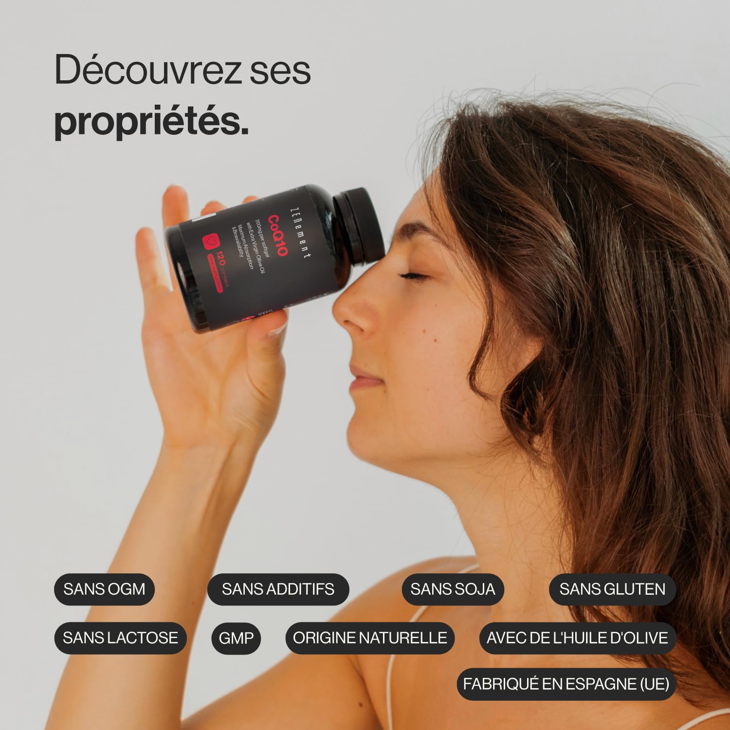 Coenzyme Q10, 200 mg | 100% Pur Fermenté Naturellement, 120 Perles (Approvisionnement pour 4 Mois) avec Huile d'Olive Vierge Extra Espagnole Bio | Haute Puissance, Antioxydant | Zenement