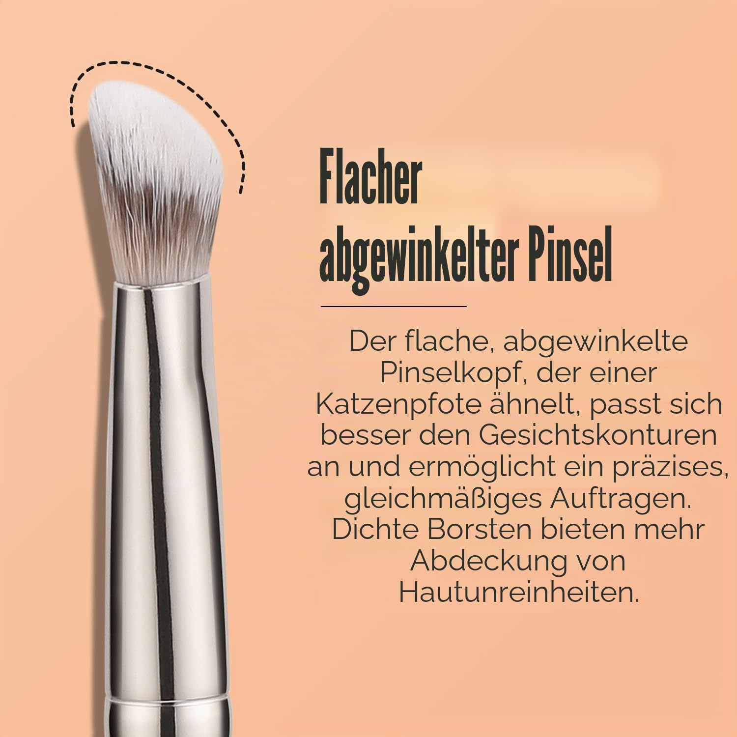 TEOYALL Concealer-Pinsel für die Augenpartie, kleine, flach abgewinkelte synthetische Borsten, makellose Abdeckung, Multitasking-Pinsel mit flüssiger Crème