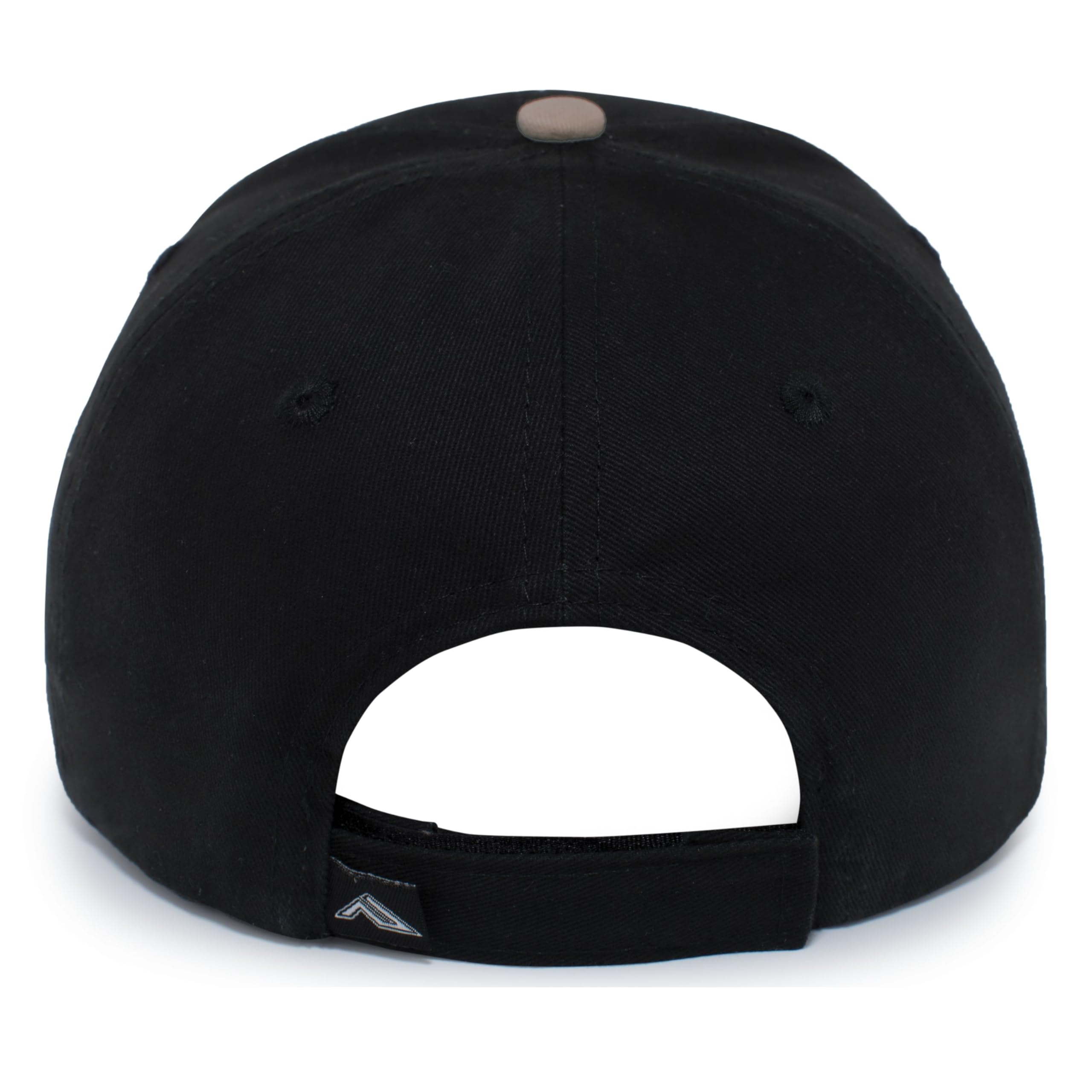 Pacific Headwear Standard Brushed Twill Cap with Sandwich Bill, Black/Khaki