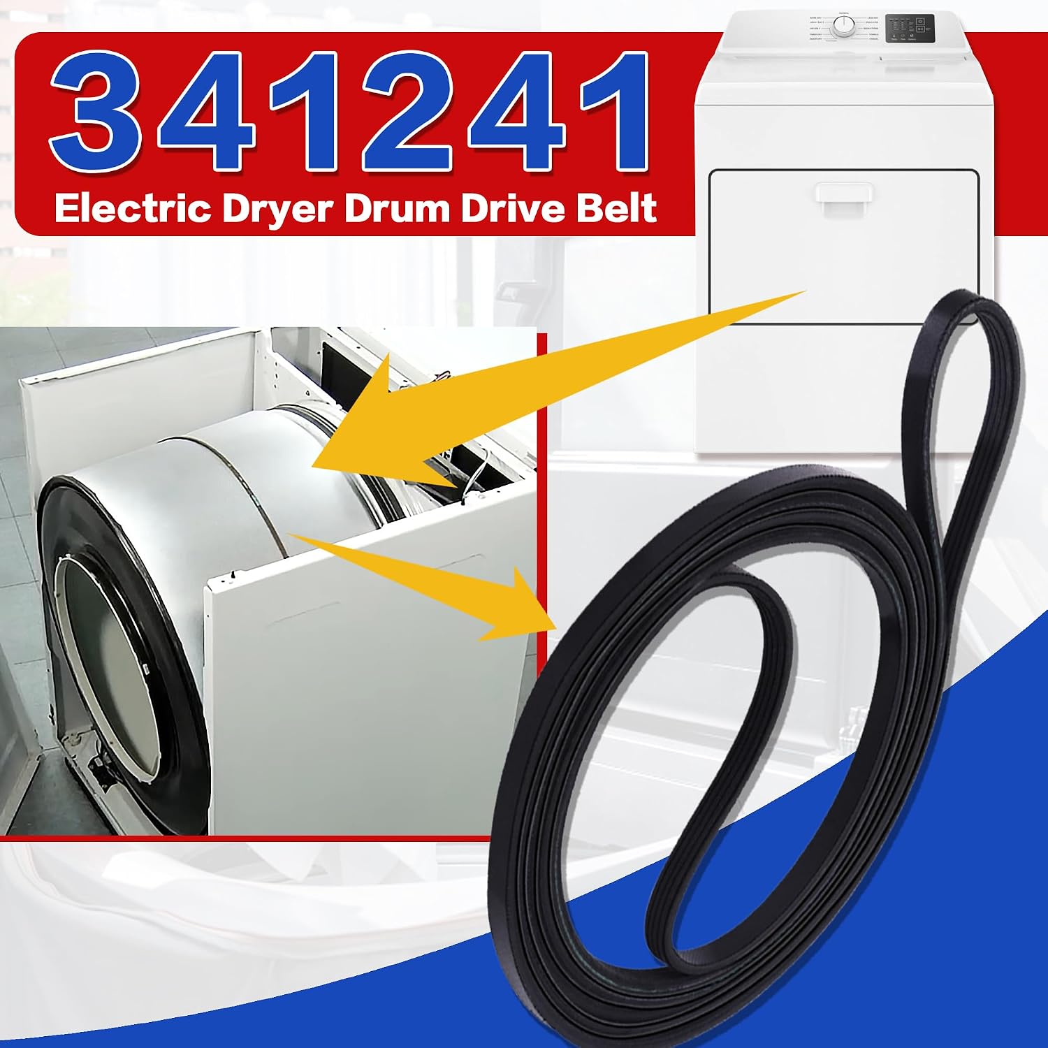 WED5010LW1 WED5000DW1 Dryer Drum Belt Fit for Whirl-pool WED4850HW0 WED5010LW0 WGD4850HW0 WGD5300VW0 WGD4815EW1 WED4950HW0 WED4800BQ1 WED4800XQ0 WED5300VW0 WGD4950HW2 WGD4815EW0 WED5600SQ0 WED49STBW0