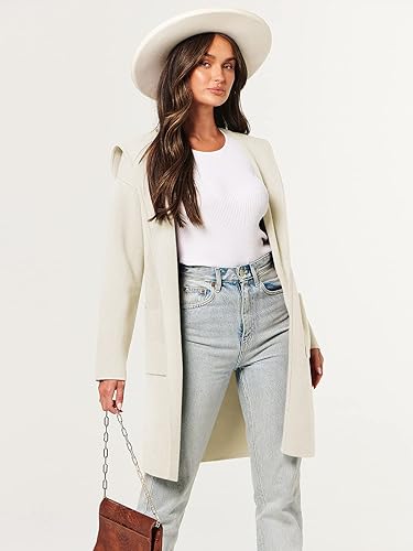 Vista 8 de ANRABESS Suéter tipo cárdigan de gran tamaño para mujer, abrigo con capucha de punto Coatigan 2025, trajes de otoño