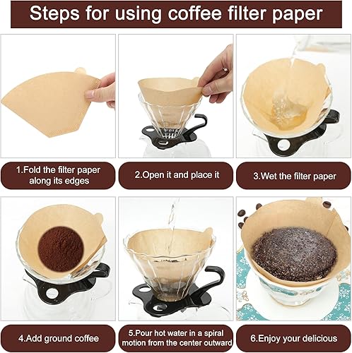 Miniatura 9 de Filtros de café 4 conos, 100 unidades de filtro desechable sin blanquear para cafetera por goteo, filtros de papel de café de 8 a 12 tazas, filtros