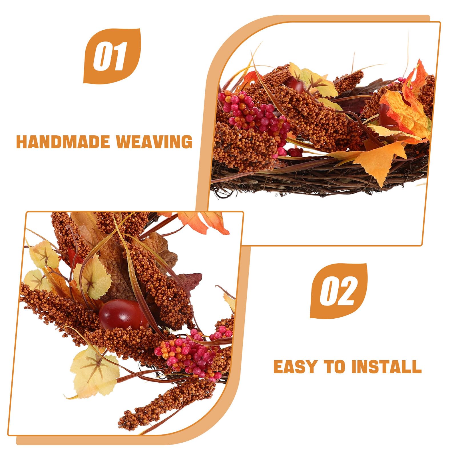 Healeved Herbstkranz 35cm mit Realistischen Ahornblättern und Eichelbeeren Künstliche Herbstliche Wand und Türdekoration für Drinnen und Draußen Festlicher Ahornblattkranz für Erntedank