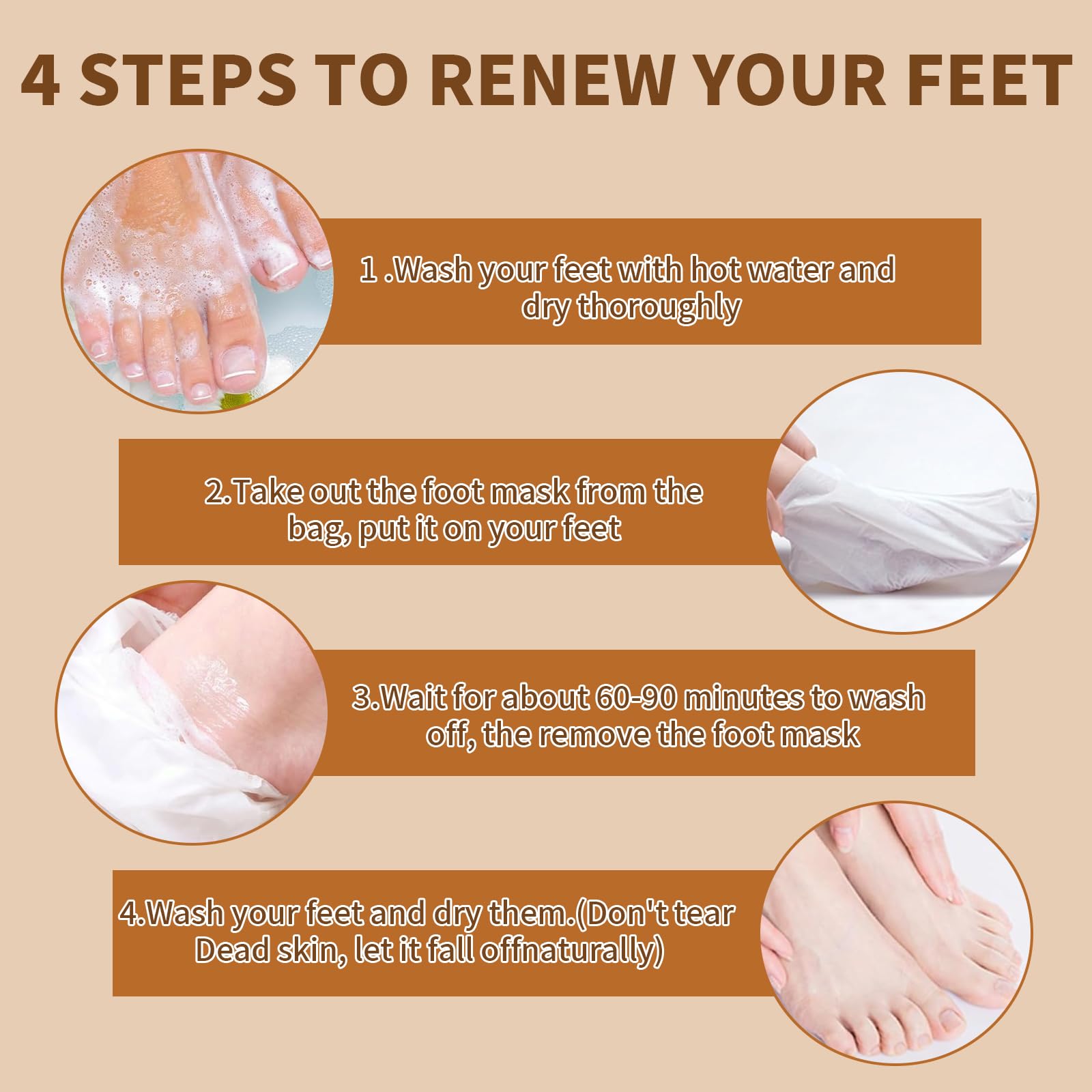6 Paires Masque Pied, Peeling Pied Nourrissants Et Adoucissants, éliminant Les Callosités, Masque Pieds Hydratant Au Beurre De Karité Et à La Vitamine E, Pour Les Pieds Secs Et Crevassés
