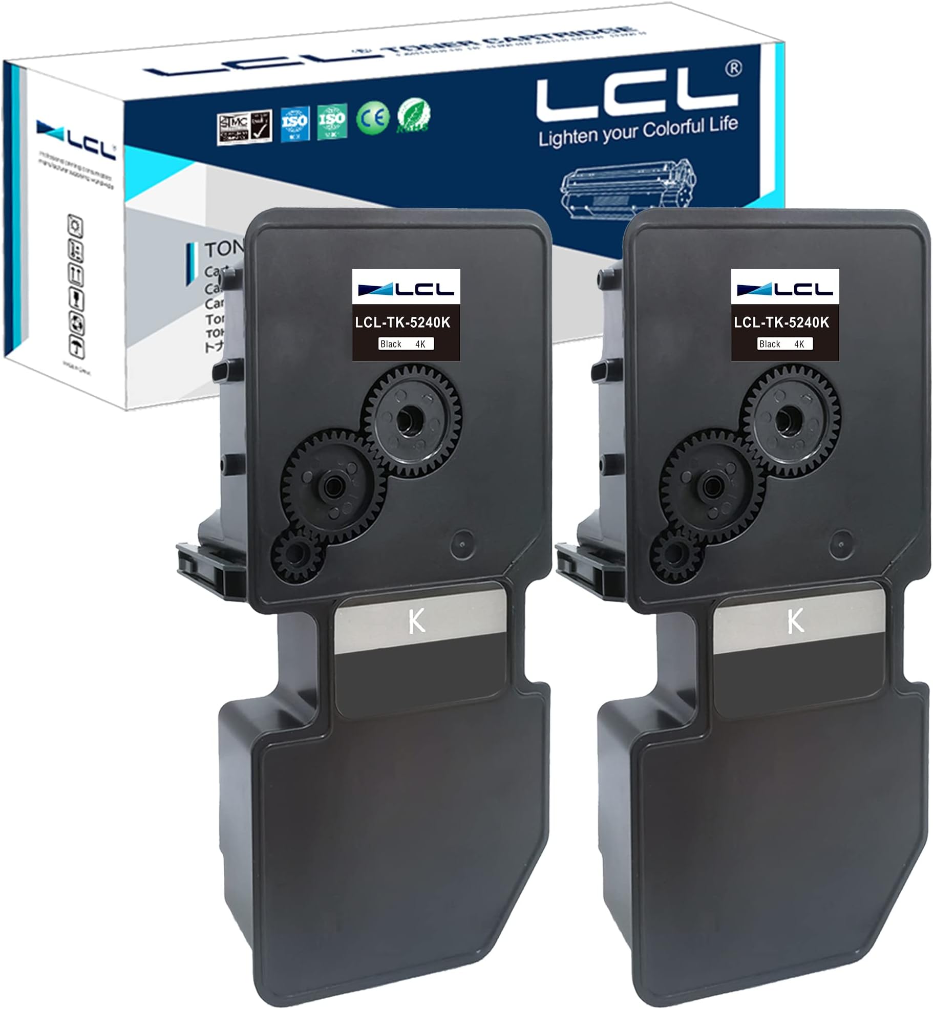 LCLCompatible Toner Cartridge TK5240 TK-5240 TK-5240K 1T02R70NL0 (2 Black) Replacement for Kyocera ECOSYS M5526 M5526cdw M5526cdn P5026 P5026cdn P5026cdw